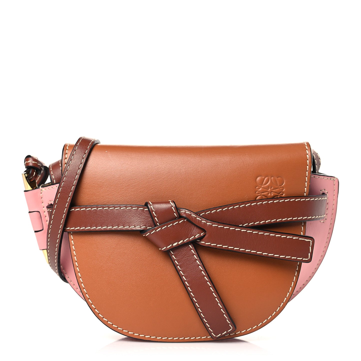 Calfskin Mini Gate Crossbody Bag Pastel Pink Tan