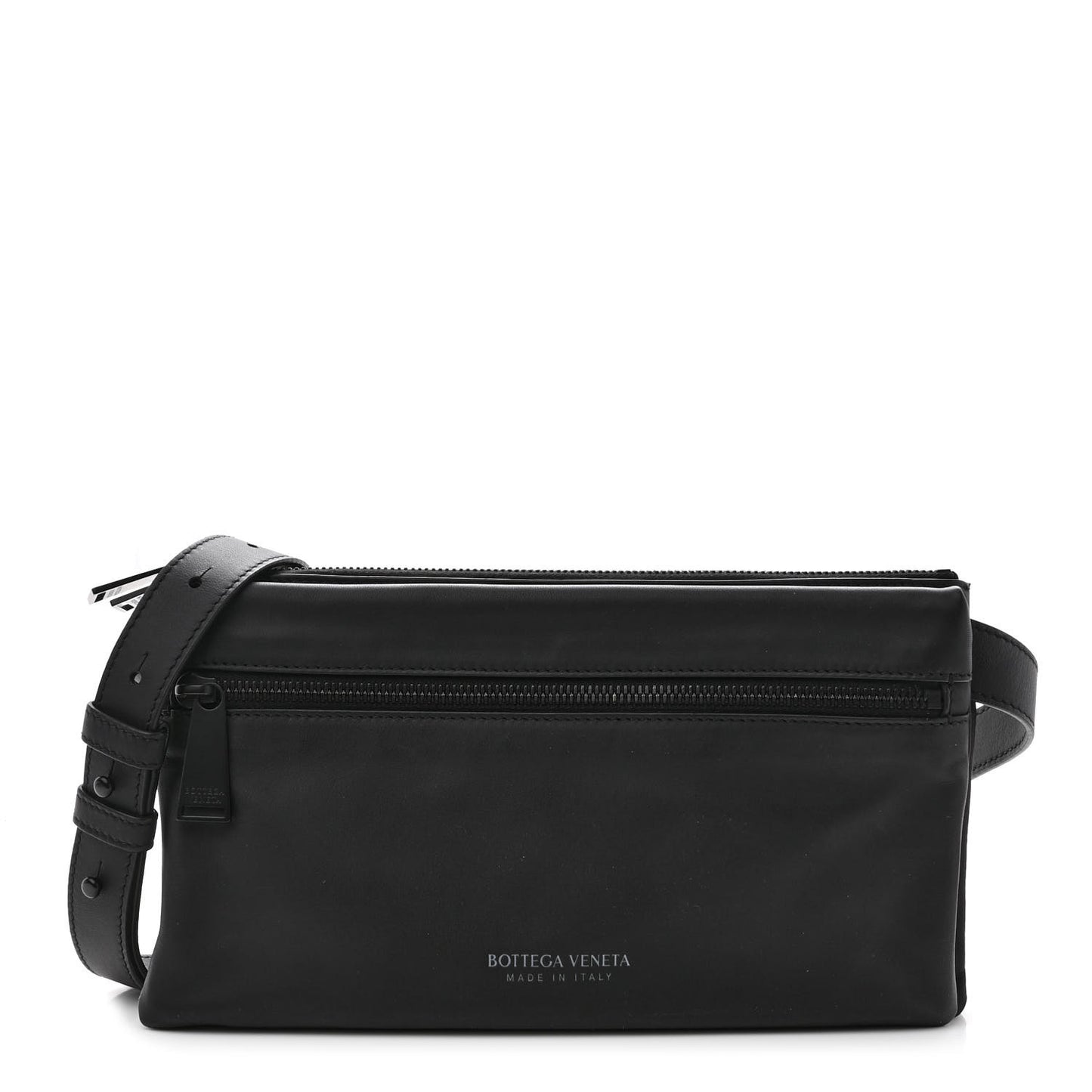 Nappa Fluid Triple Zip Messenger Bag Black