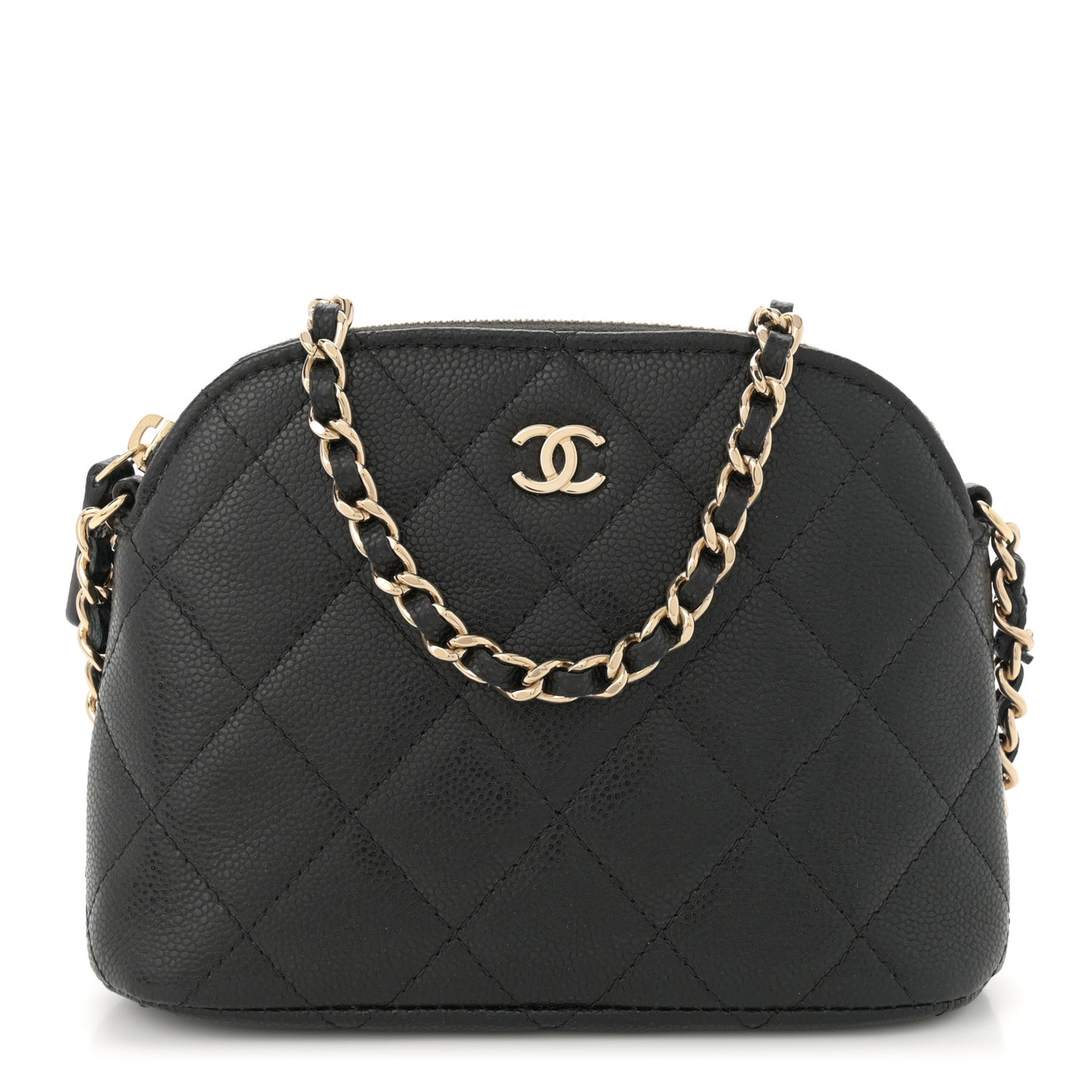 Caviar Quilted Classic Clutch With Chain Black