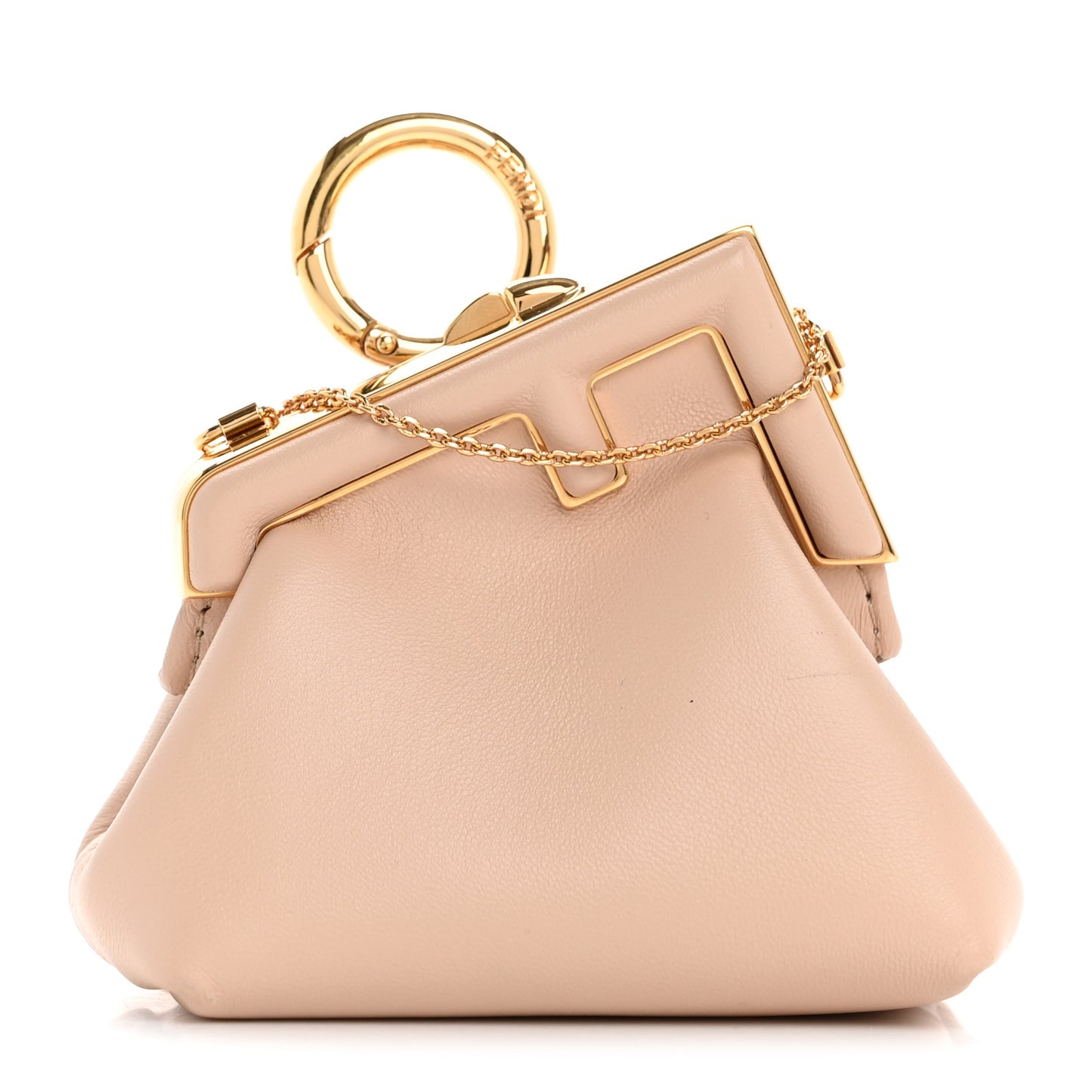 Shiny Nappa Nano Fendi First Bag Charm Poudre