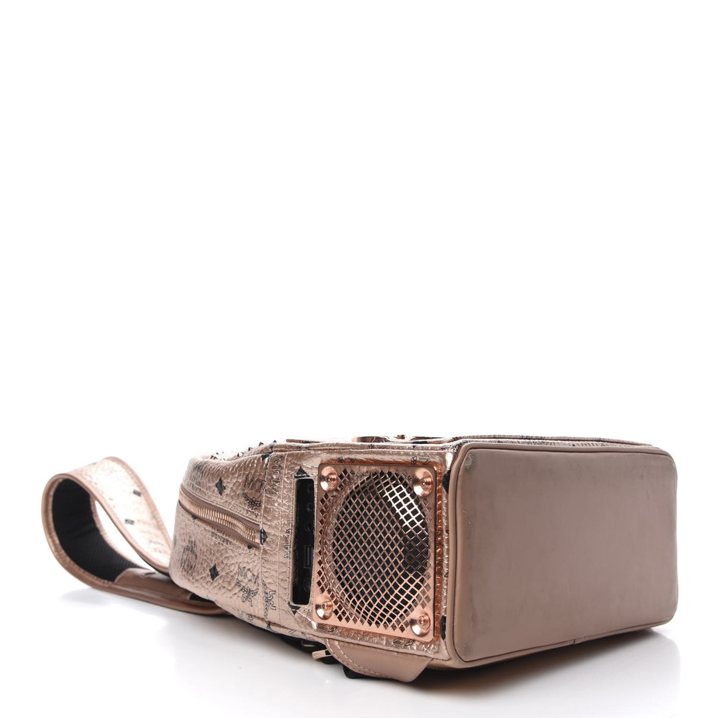 Metallic X Wizpak Visetos Studded Sound System Speaker Backpack Champagne Gold