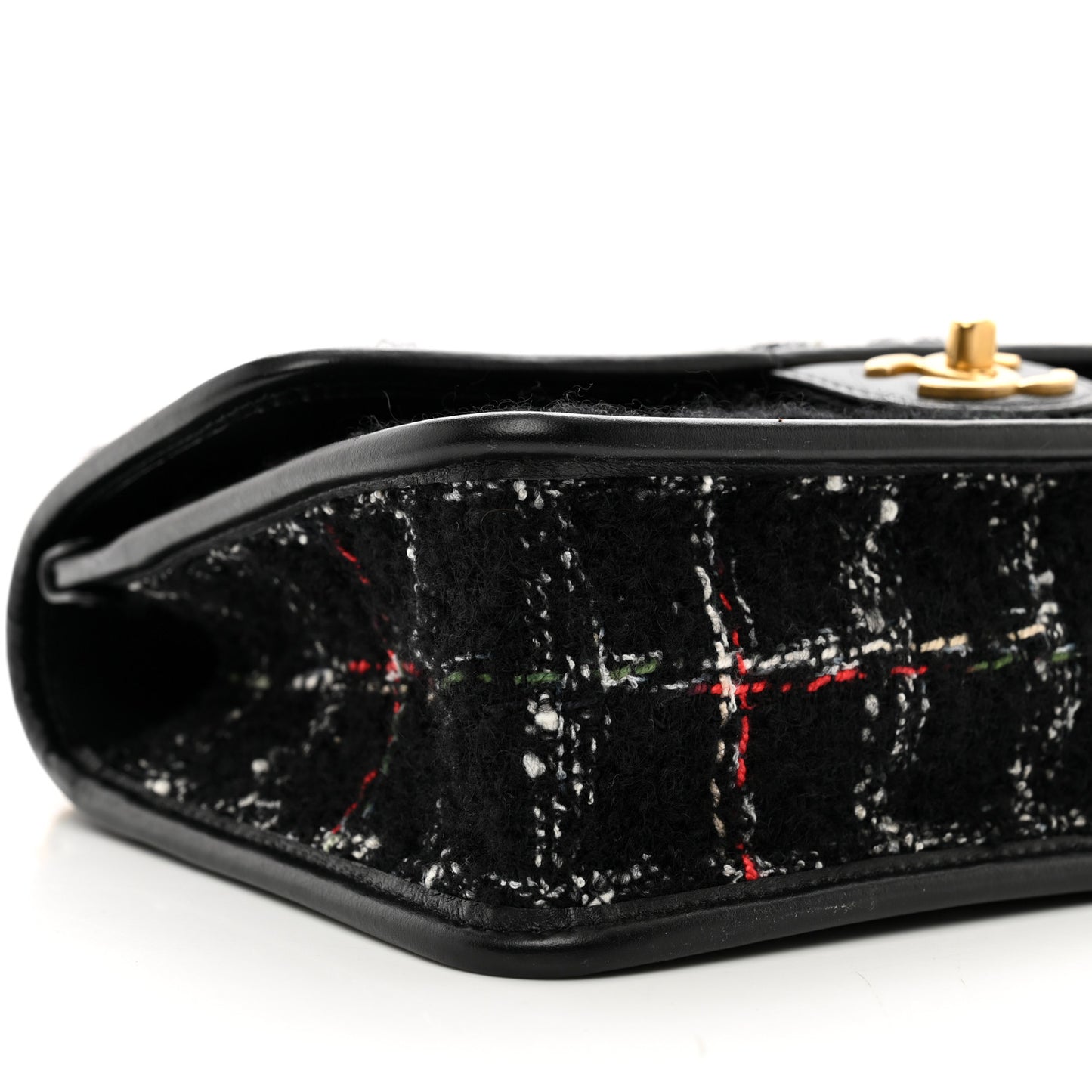 Tweed School Memory Small Top Handle Flap Black White