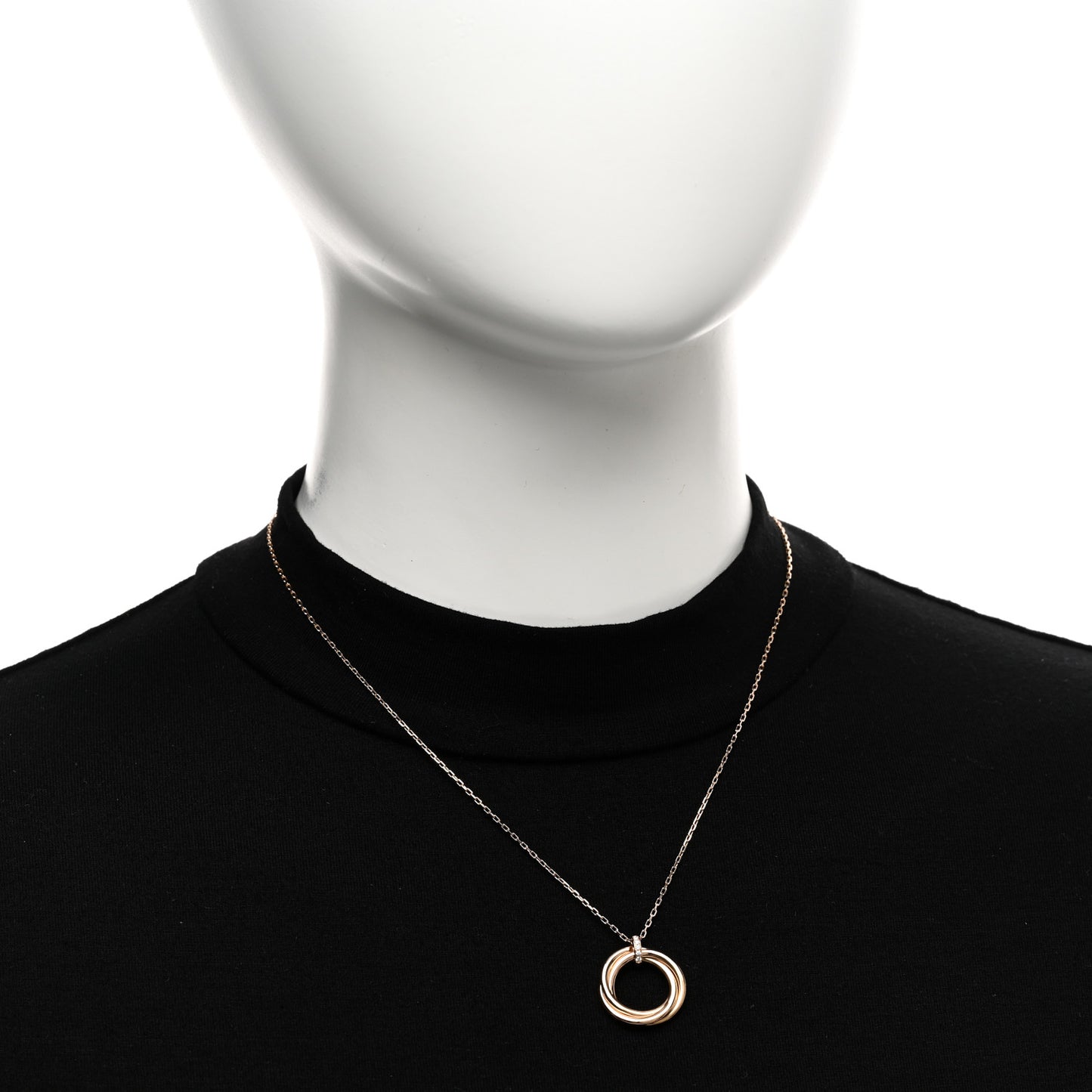 18K Pink Gold Diamond Trinity Pendant Necklace