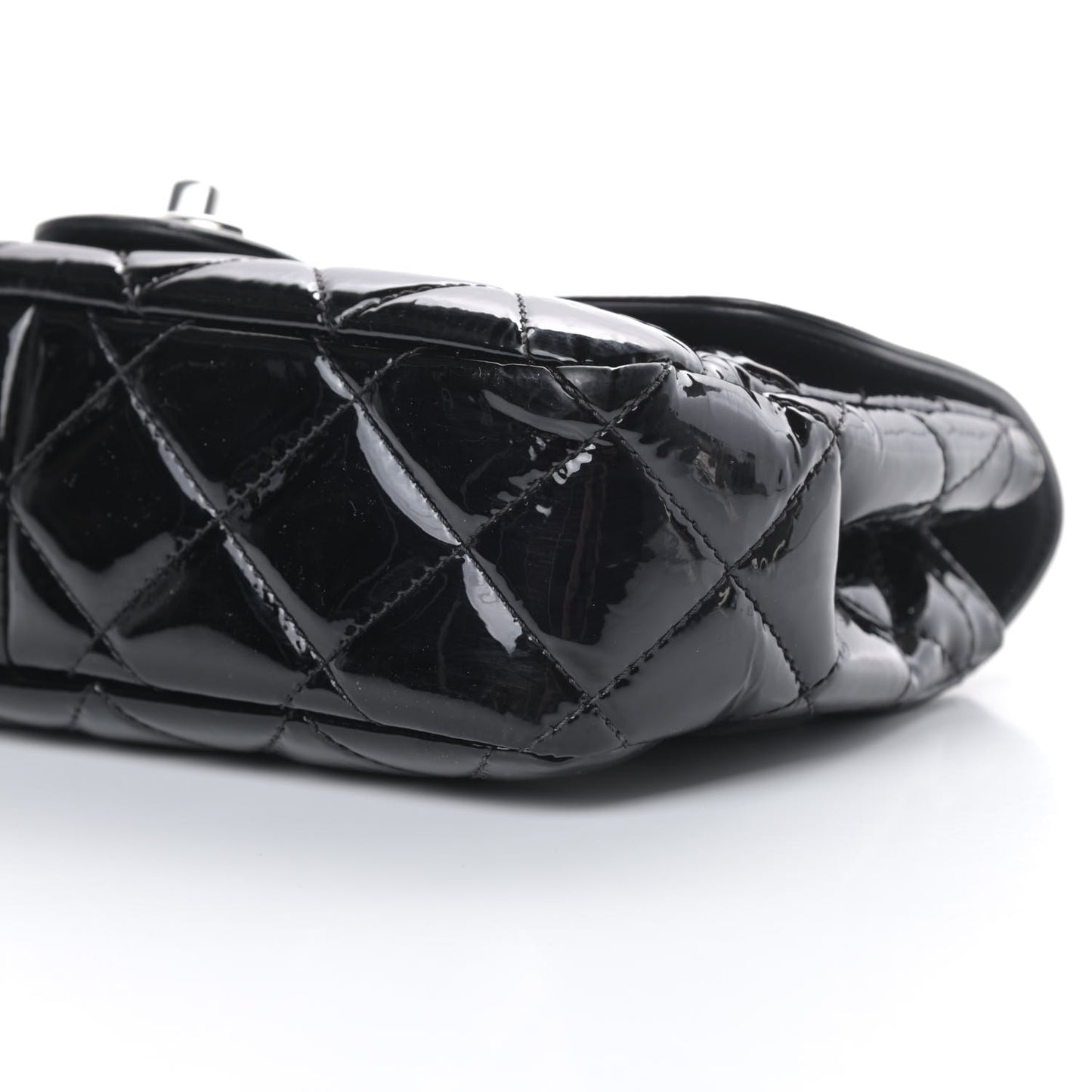 Patent Quilted Small Coco Shine Flap Black