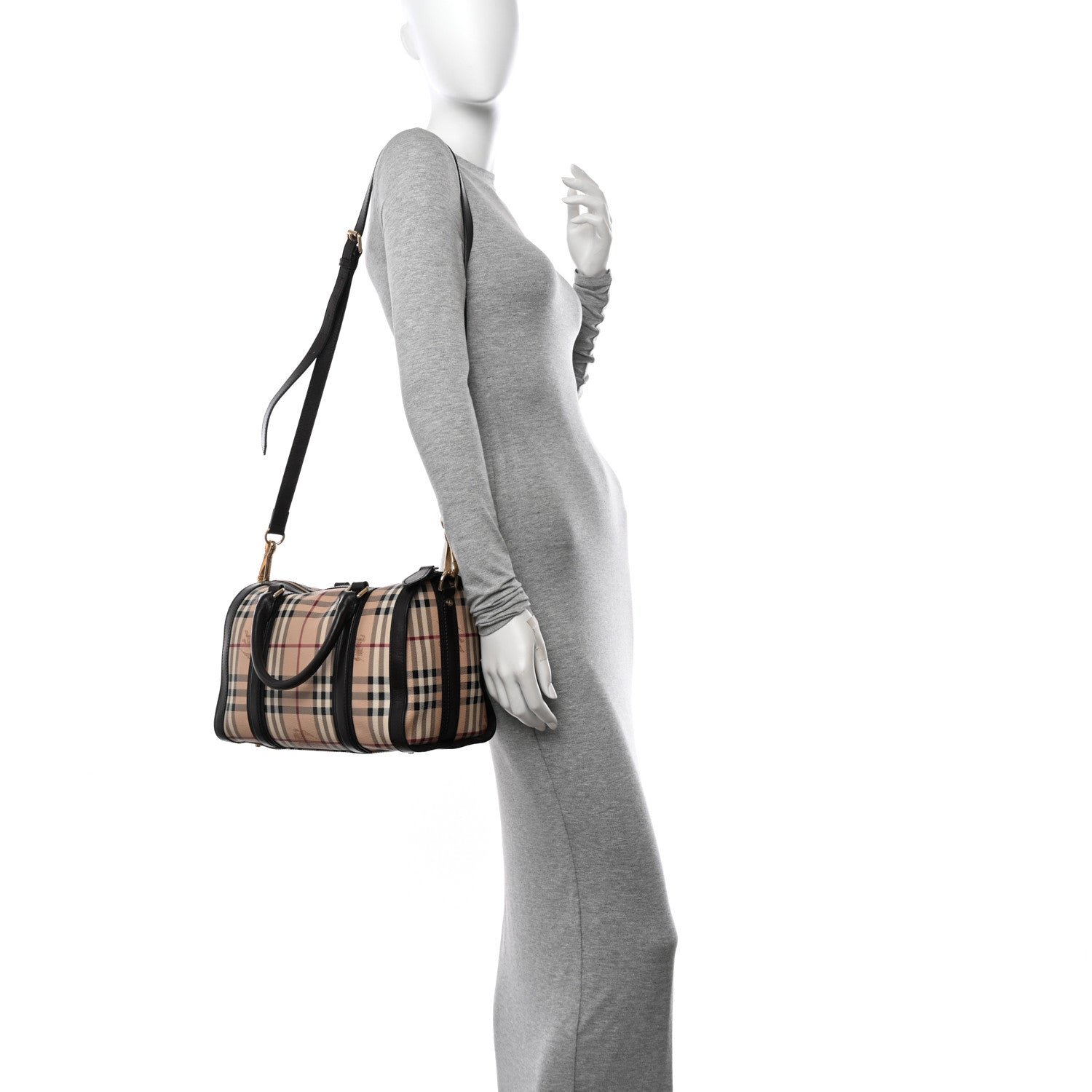 Burberry Haymarket Check Medium Alchester Bowling Bag Chocolate 2 of 14