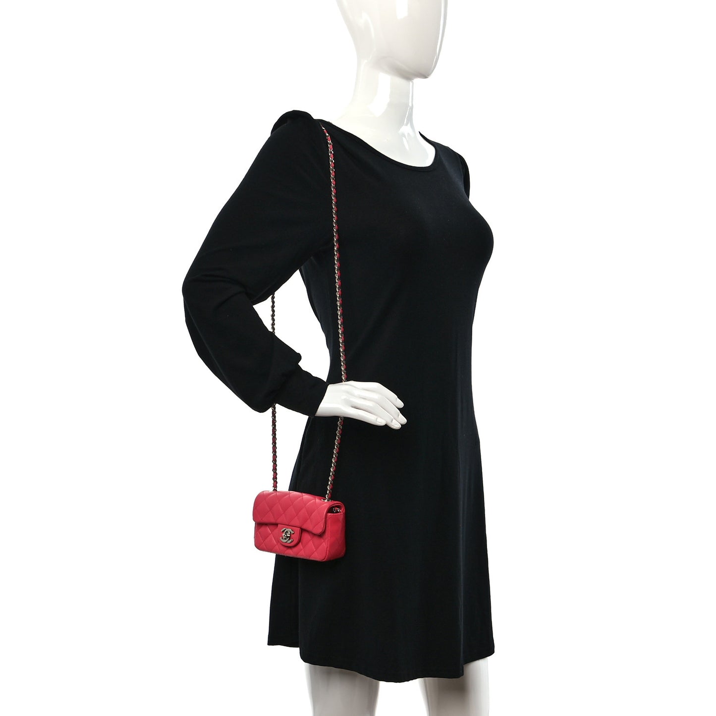 Lambskin Quilted Extra Mini Rectangular Flap Pink