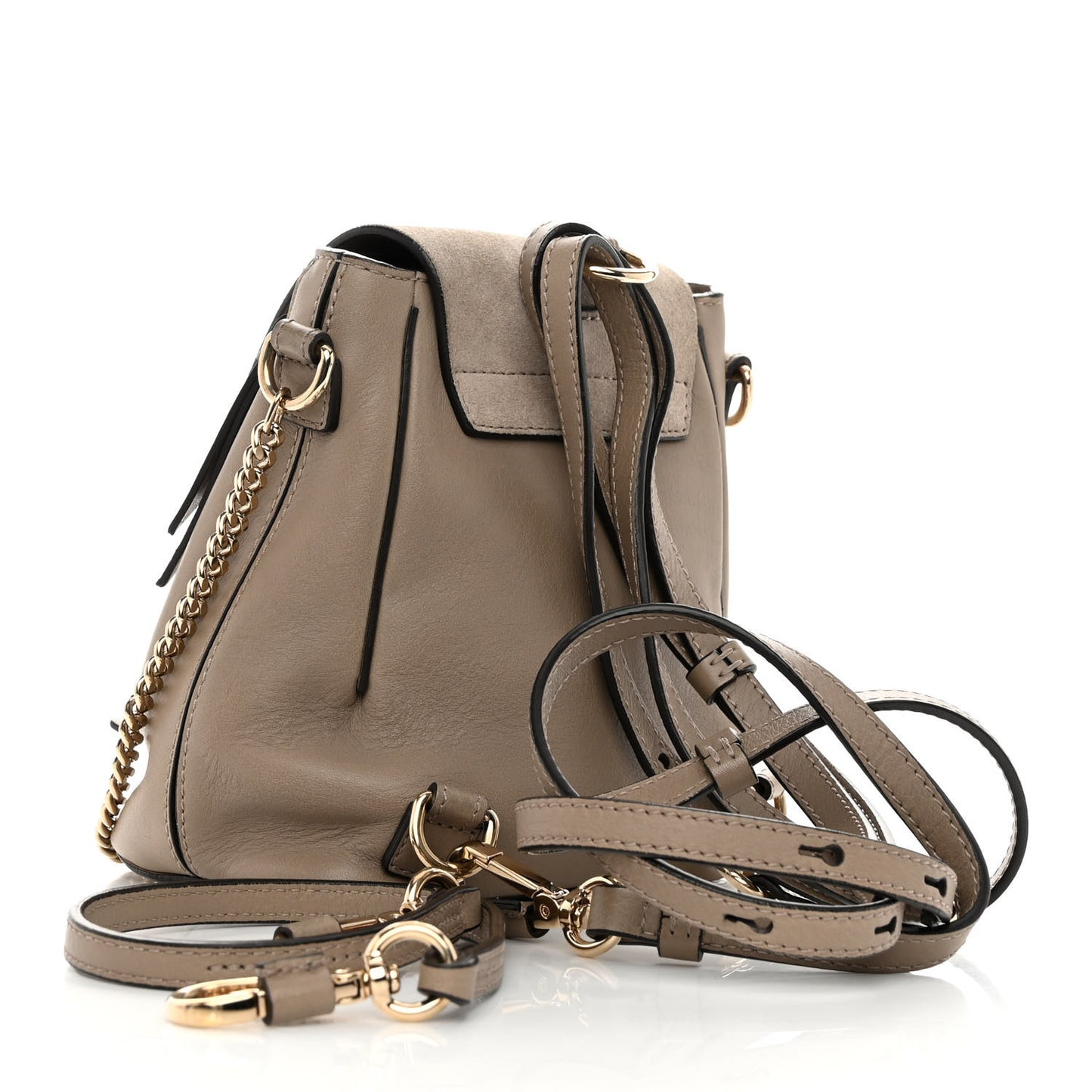 Suede Calfskin Mini Faye Backpack Motty Grey