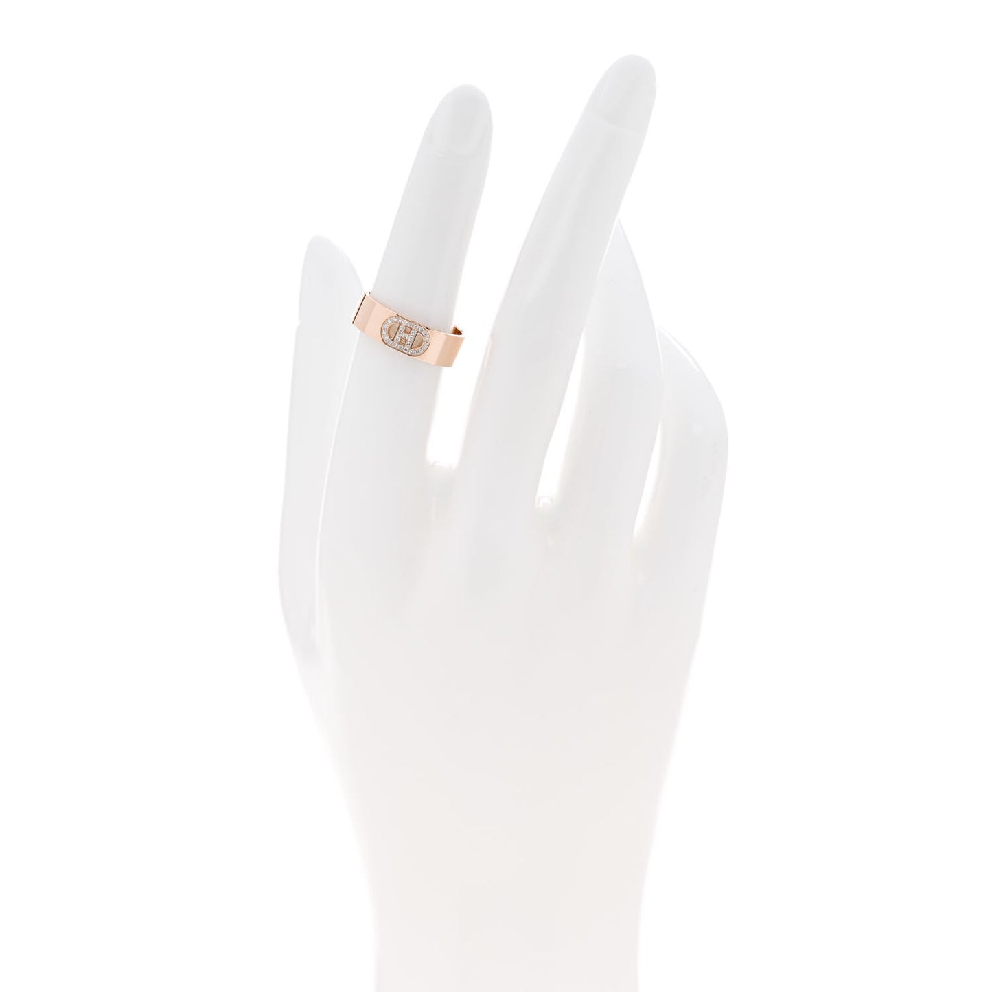18K Rose Gold Diamond PM H D'Ancre Ring 51 5.75