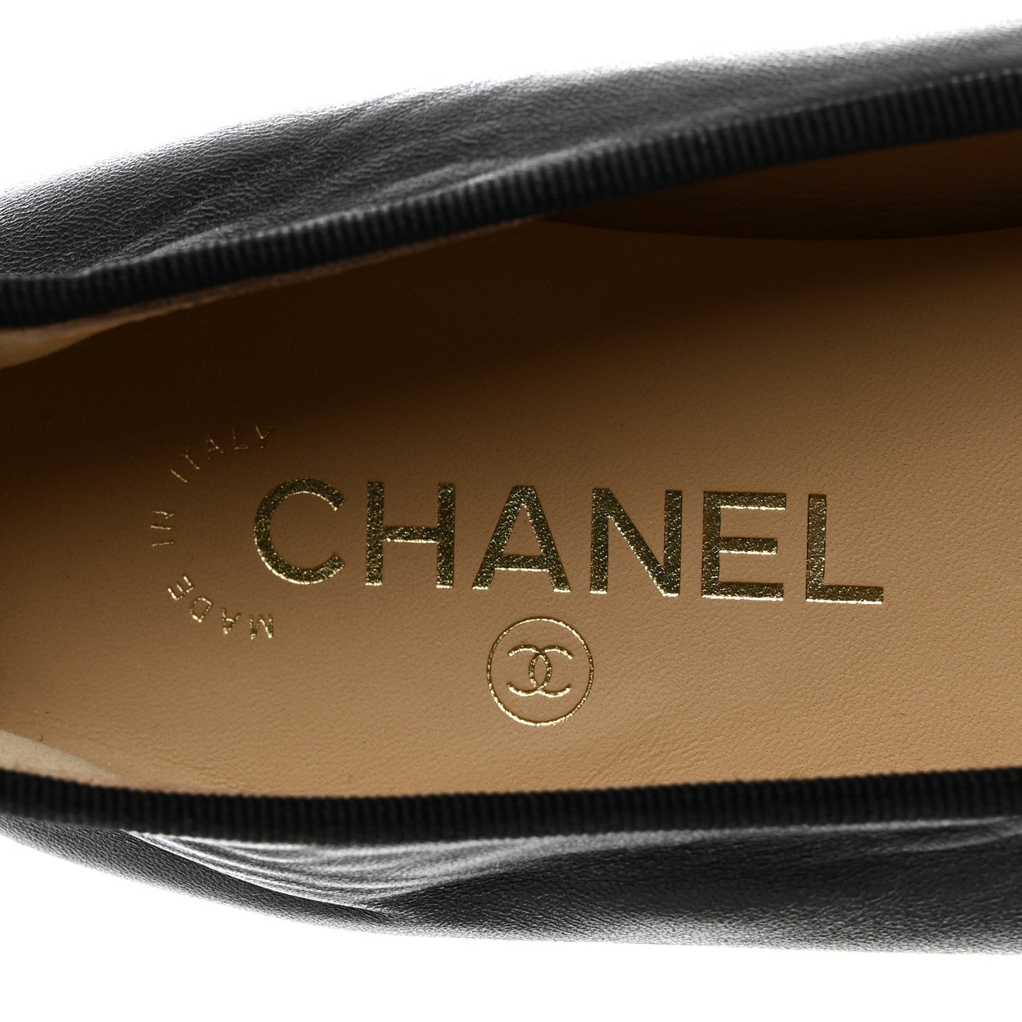 Lambskin Patent Cap Toe Ballerina Flats 39.5 Black