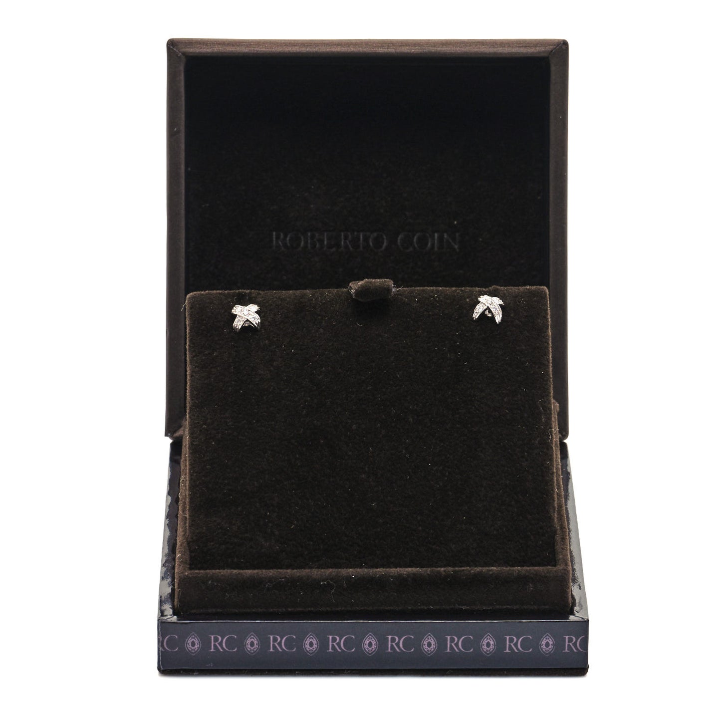 18K White Gold Diamond X Stud Earrings