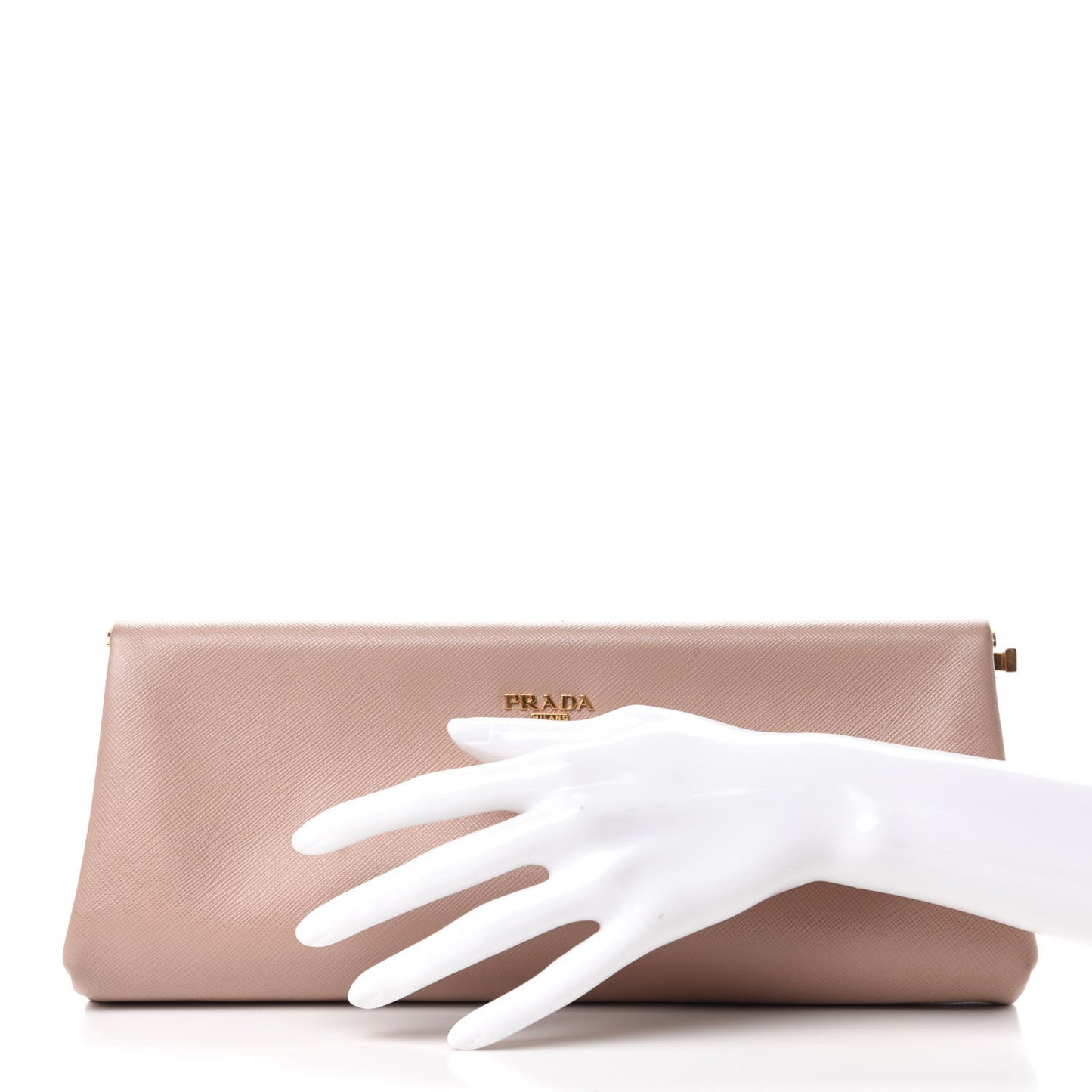 Saffiano Lux East West Frame Clutch Cammeo