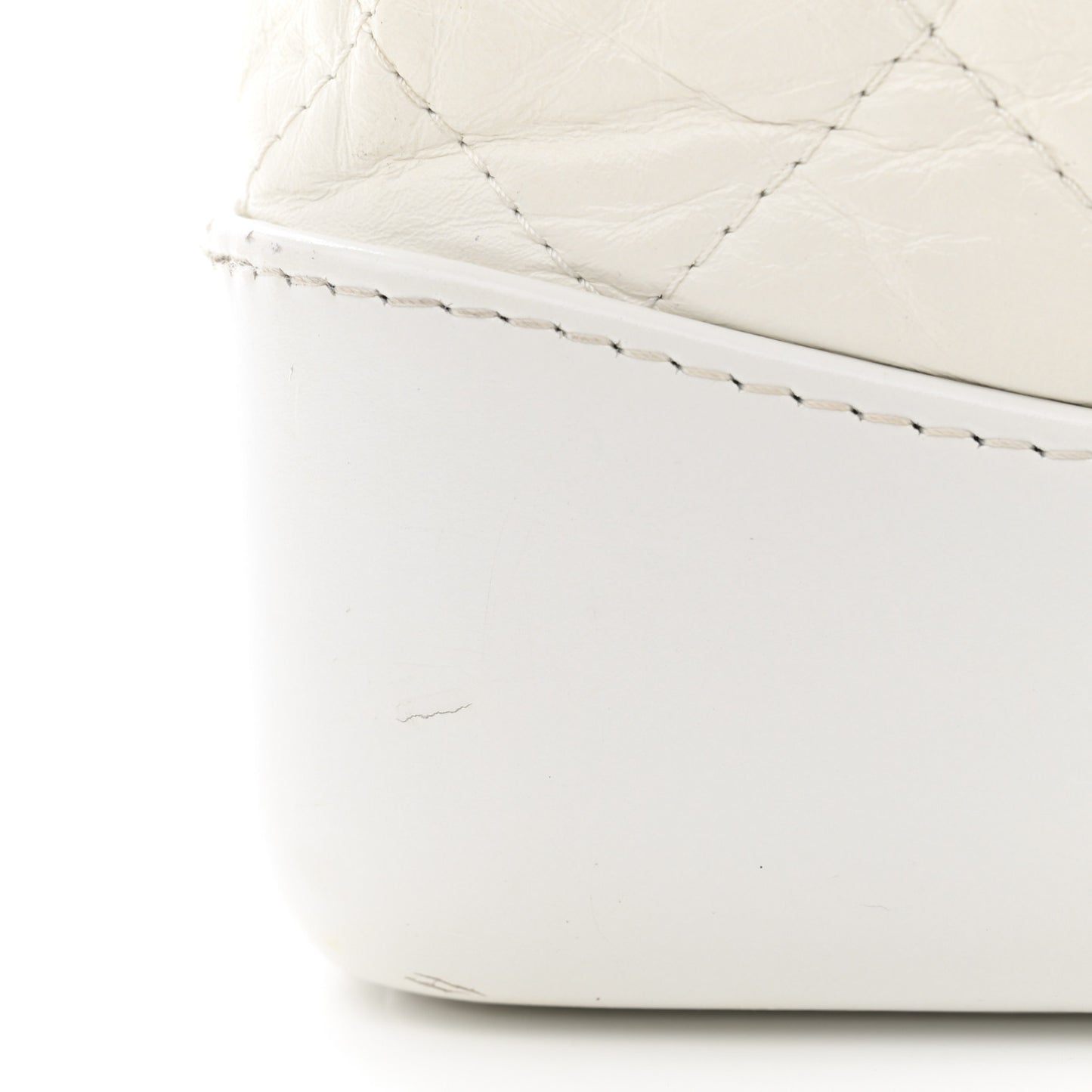 Aged Calfskin Quilted Small Gabrielle Backpack White