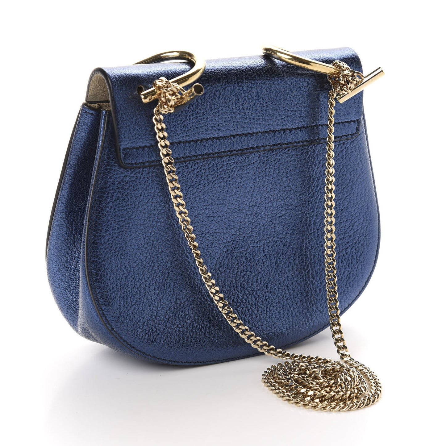 Metallic Goatskin Mini Drew Shoulder Bag Blue