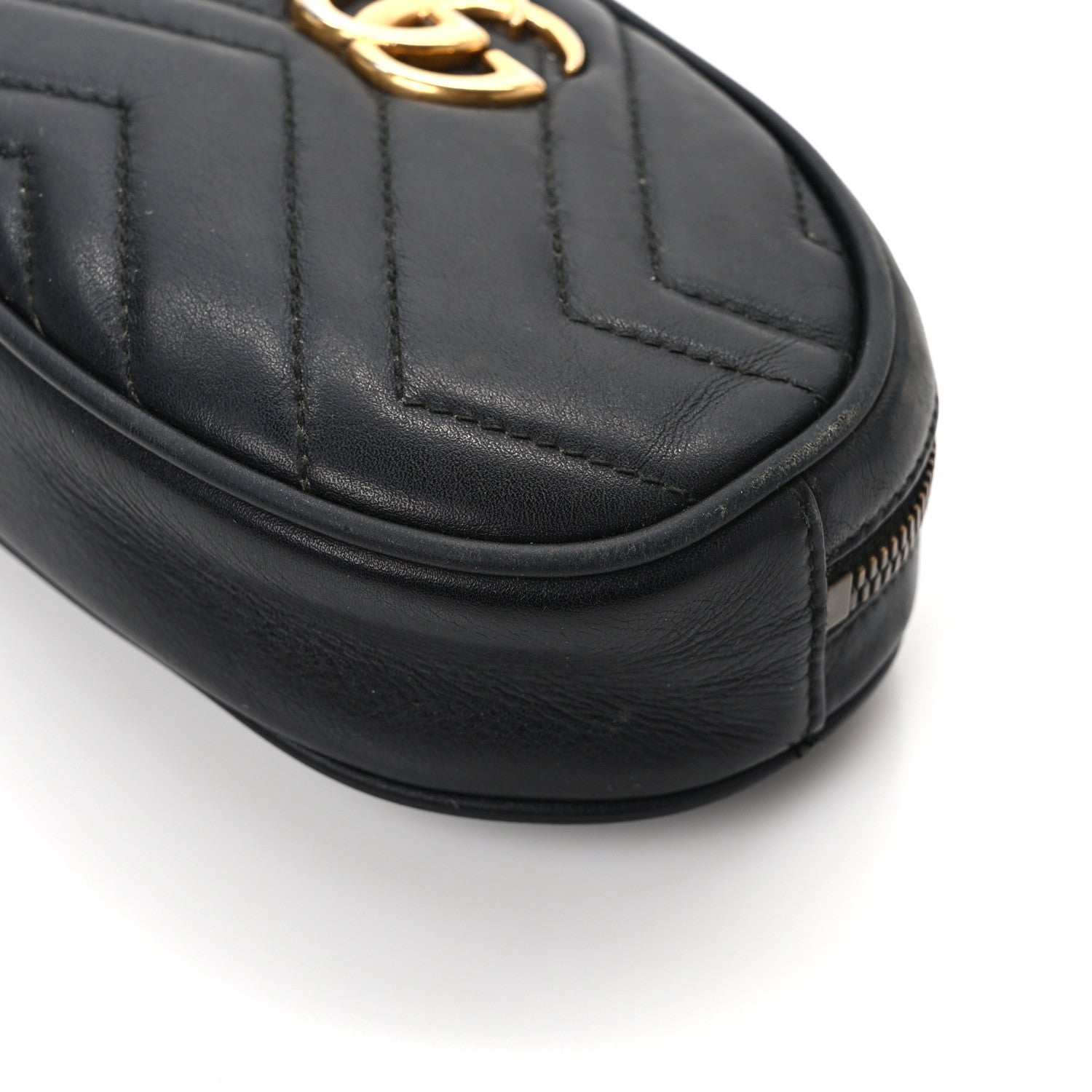 Gucci Calfskin Matelasse GG Marmont Belt Bag 85 34 Black 13 of 15