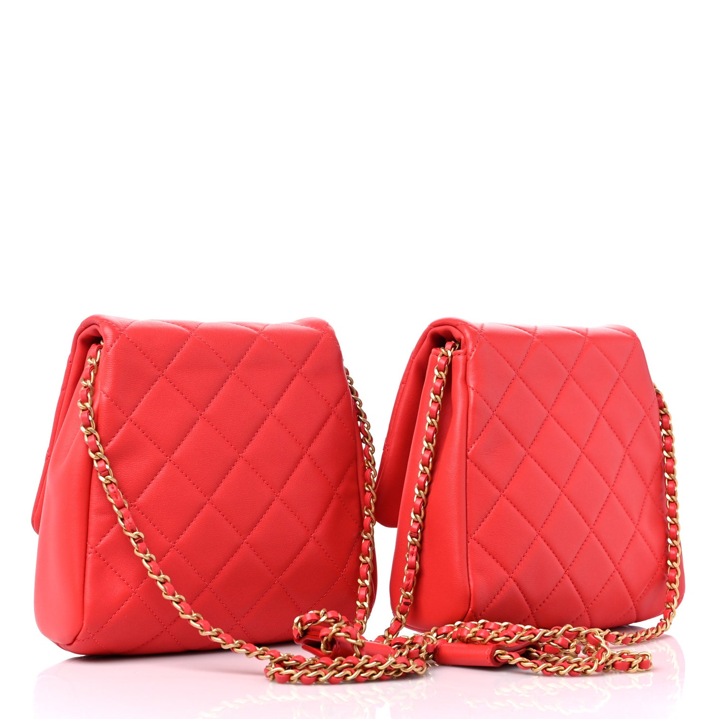 Lambskin Quilted Side-Packs Red