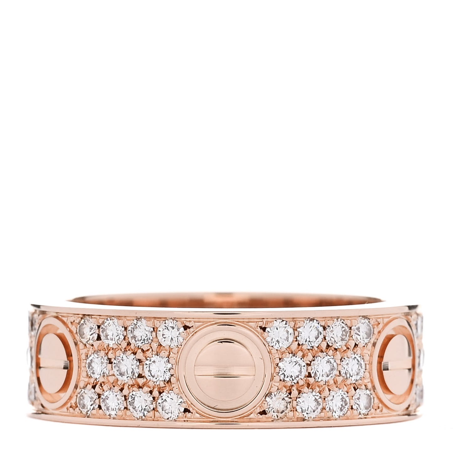 18K Pink Gold Diamond 6.5mm LOVE Paved Ring 57 8