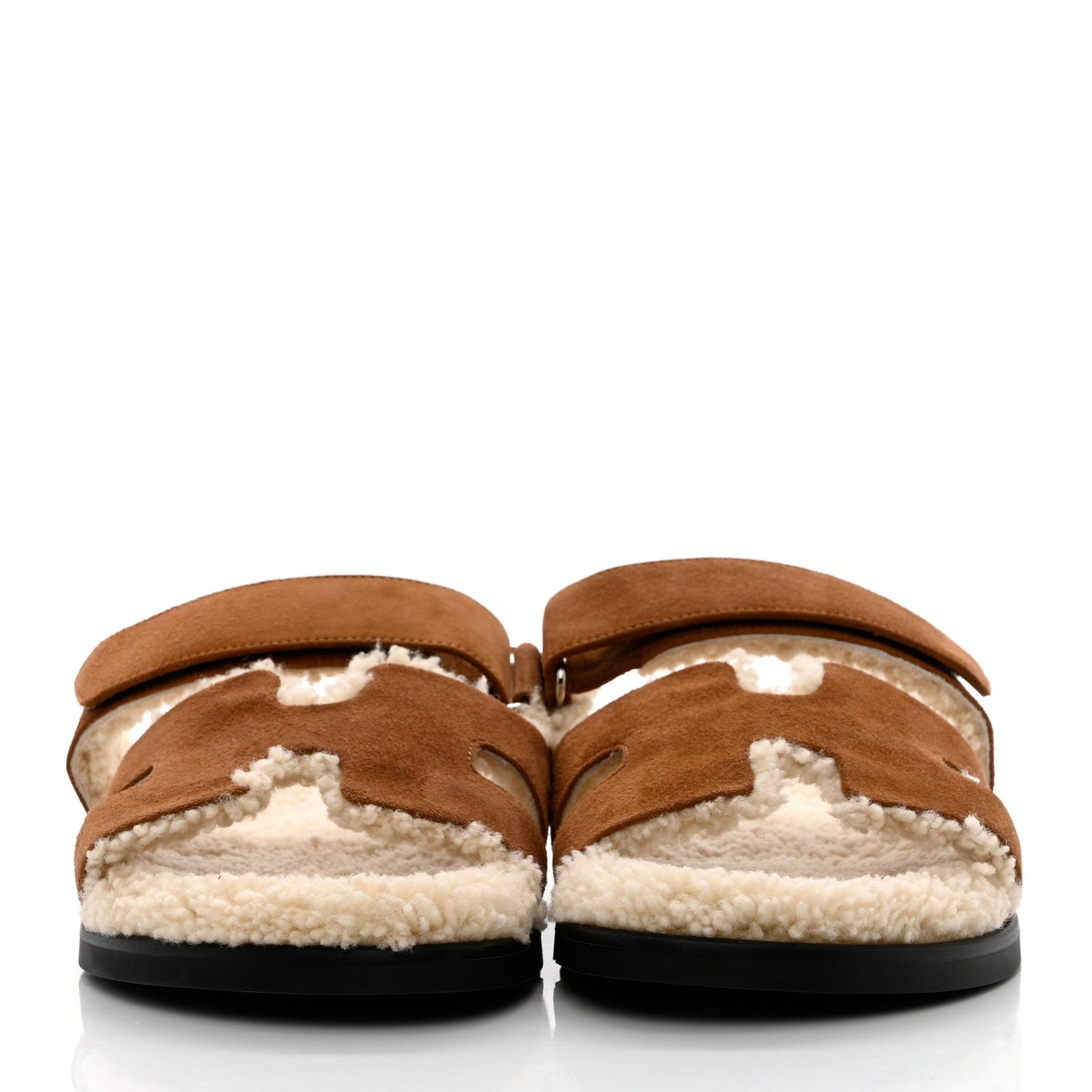 Suede Goatskin Woolskin Mens Chypre Sandals 43 Brun Fume Ecru
