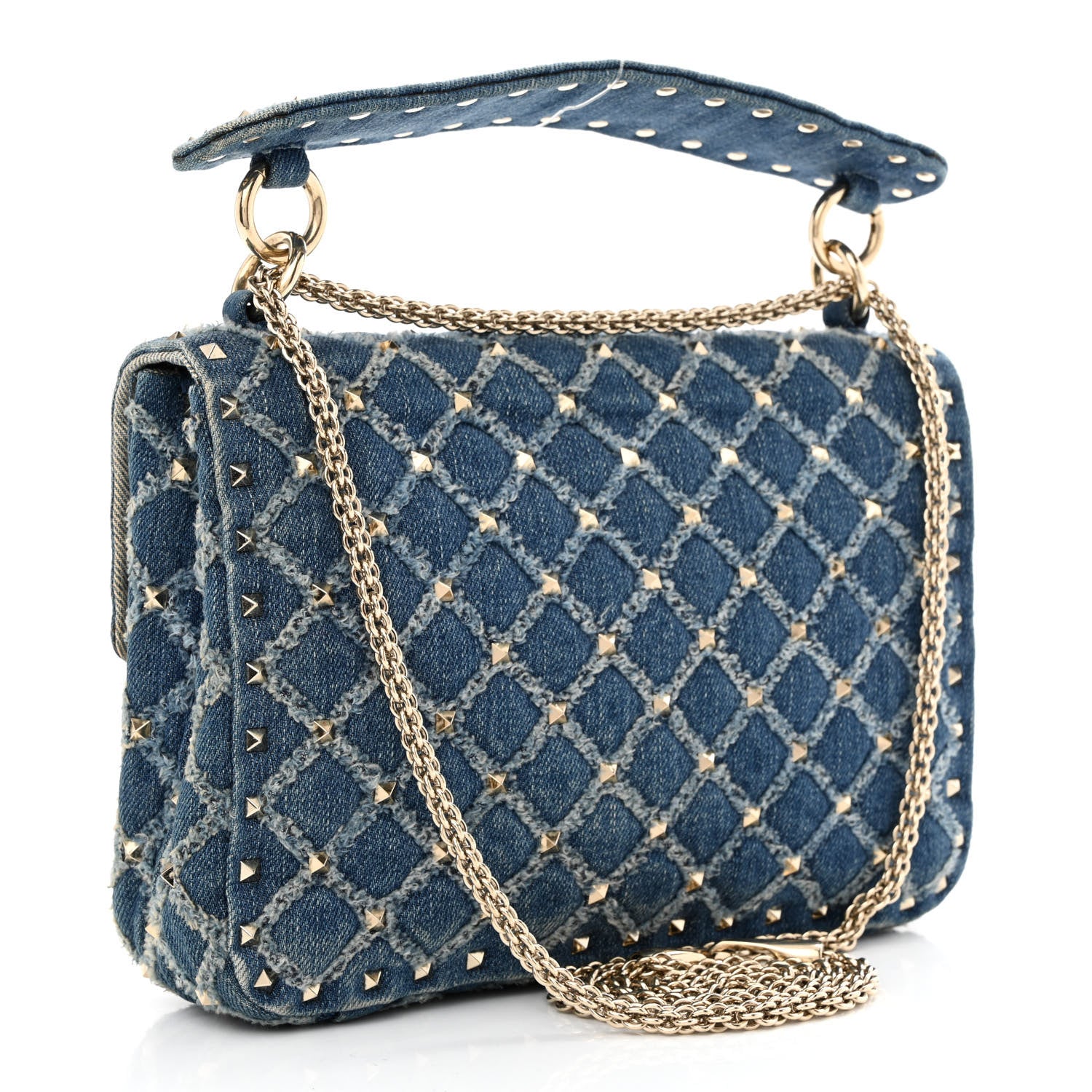 Valentino Garavani Denim Medium Rockstud Spike Shoulder Bag Denim 3 of 10