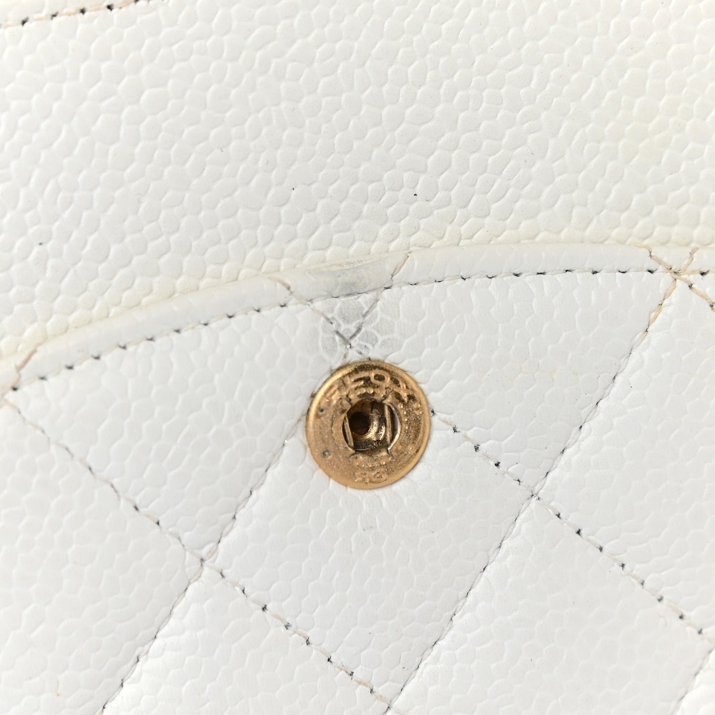 Caviar Quilted Medium Double Flap White