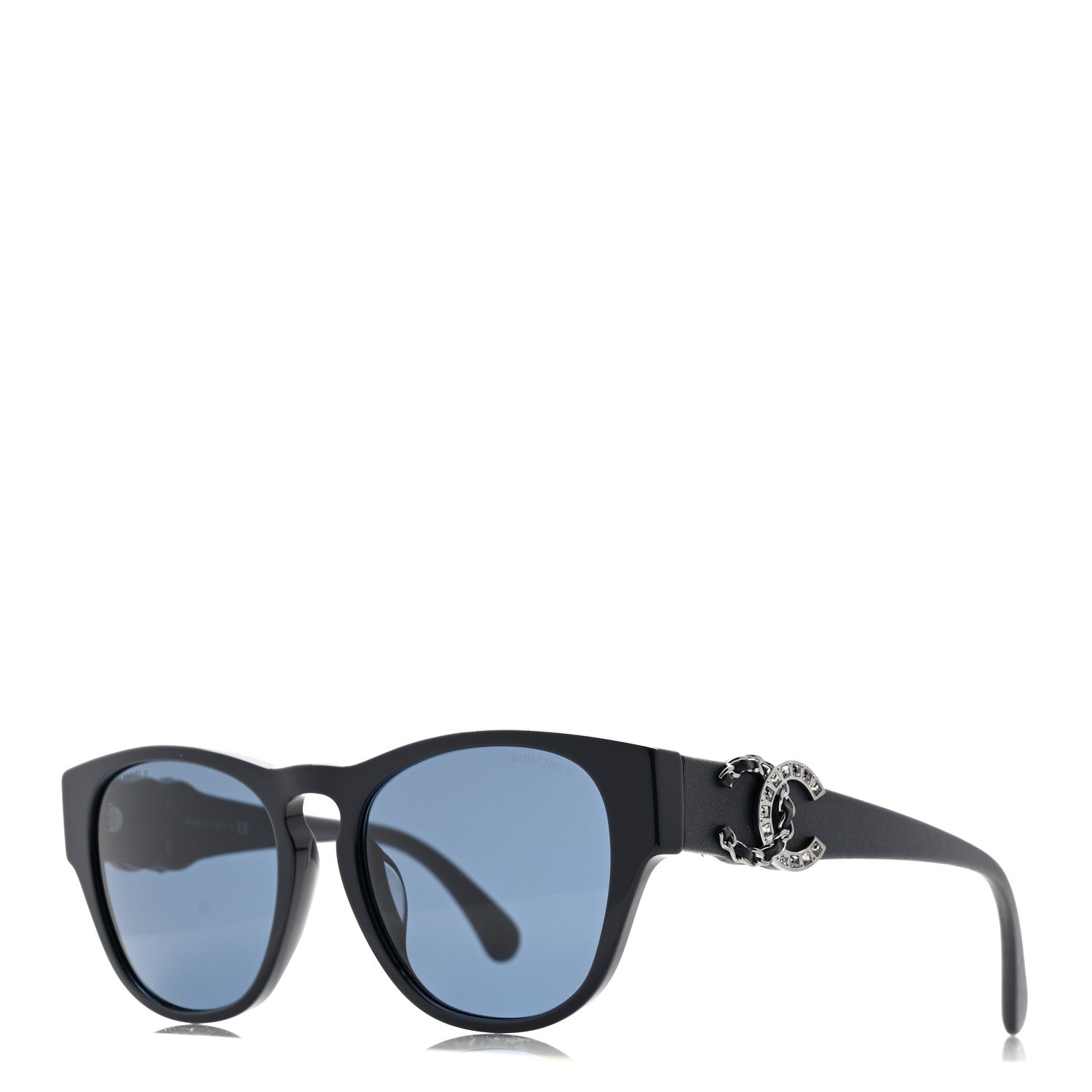 シャネル サングラス  5455-Q-A【Bランク】【中古】 Chanel Crystal Lambskin CC Sunglasses 5455-Q-A Navy 1852130