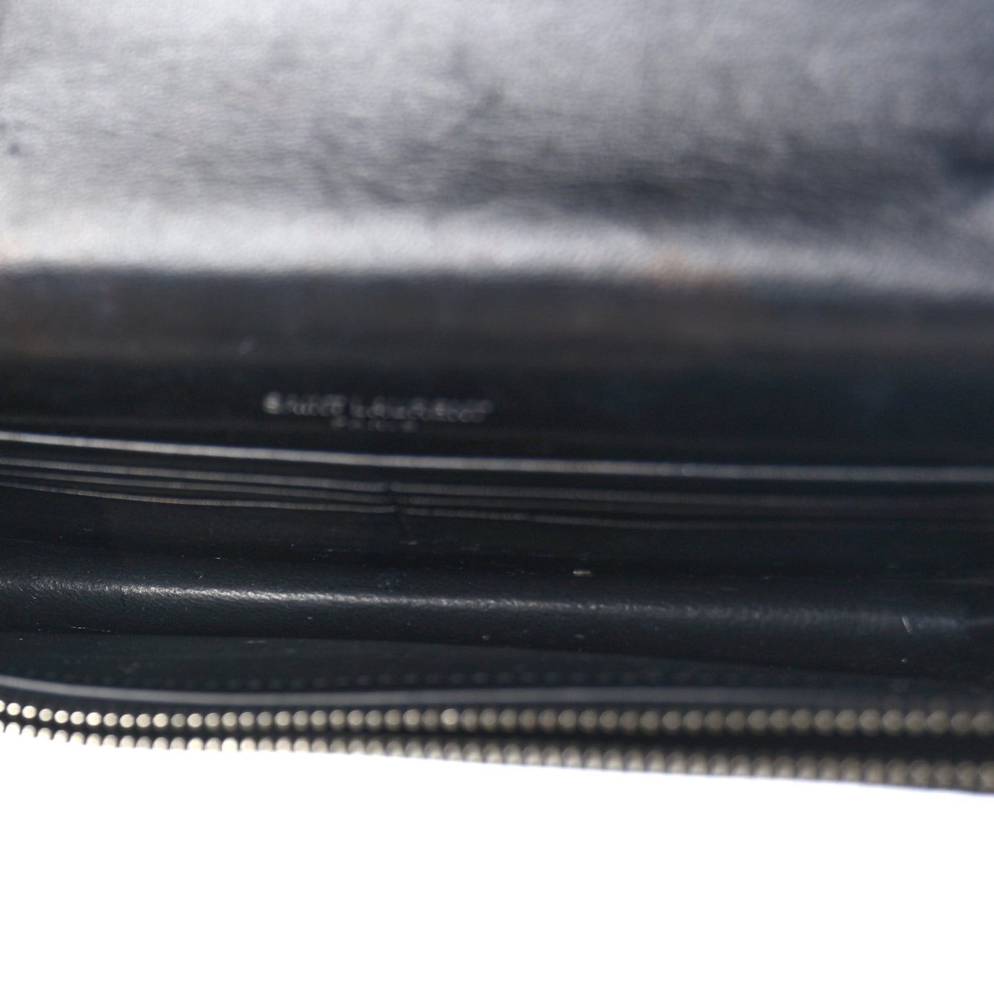 Calfskin Crocodile Embossed Kate Monogram Tassel Chain Wallet Black