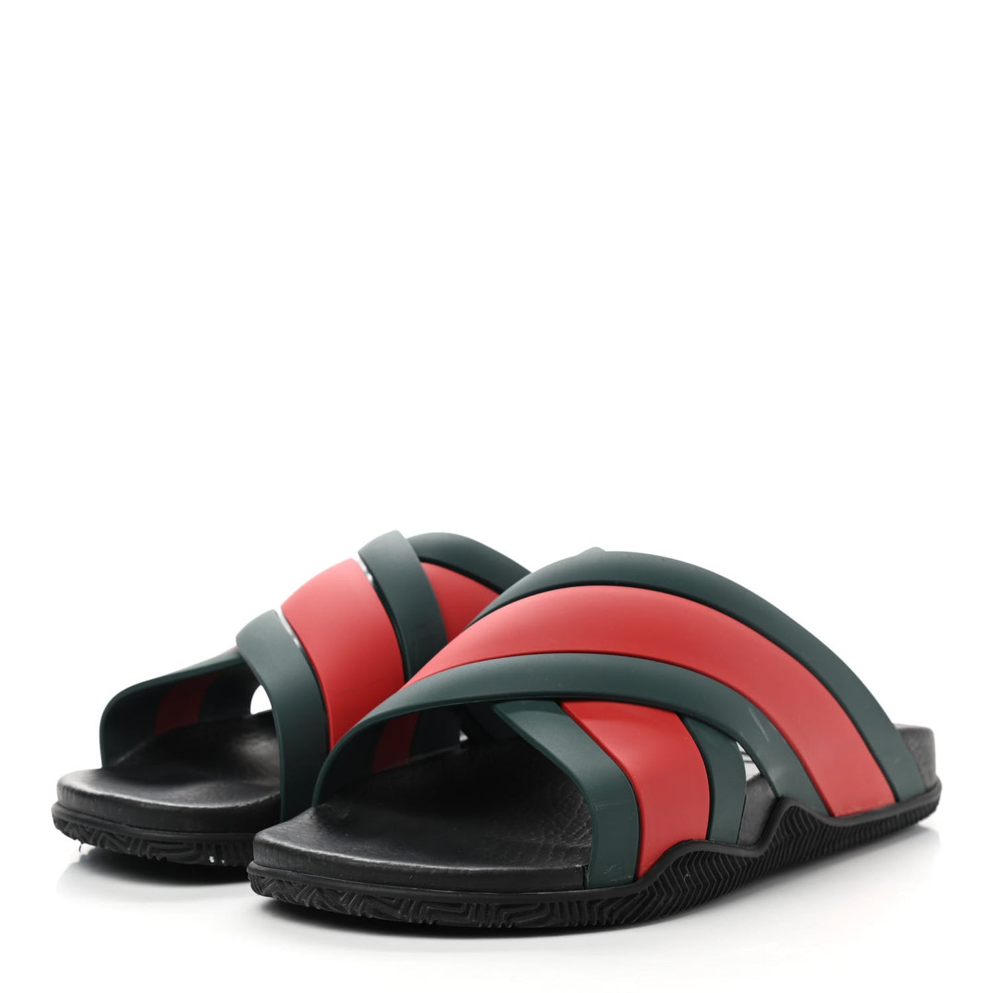 Rubber Web Mens Criss Cross Slide Sandals 7 Green Red