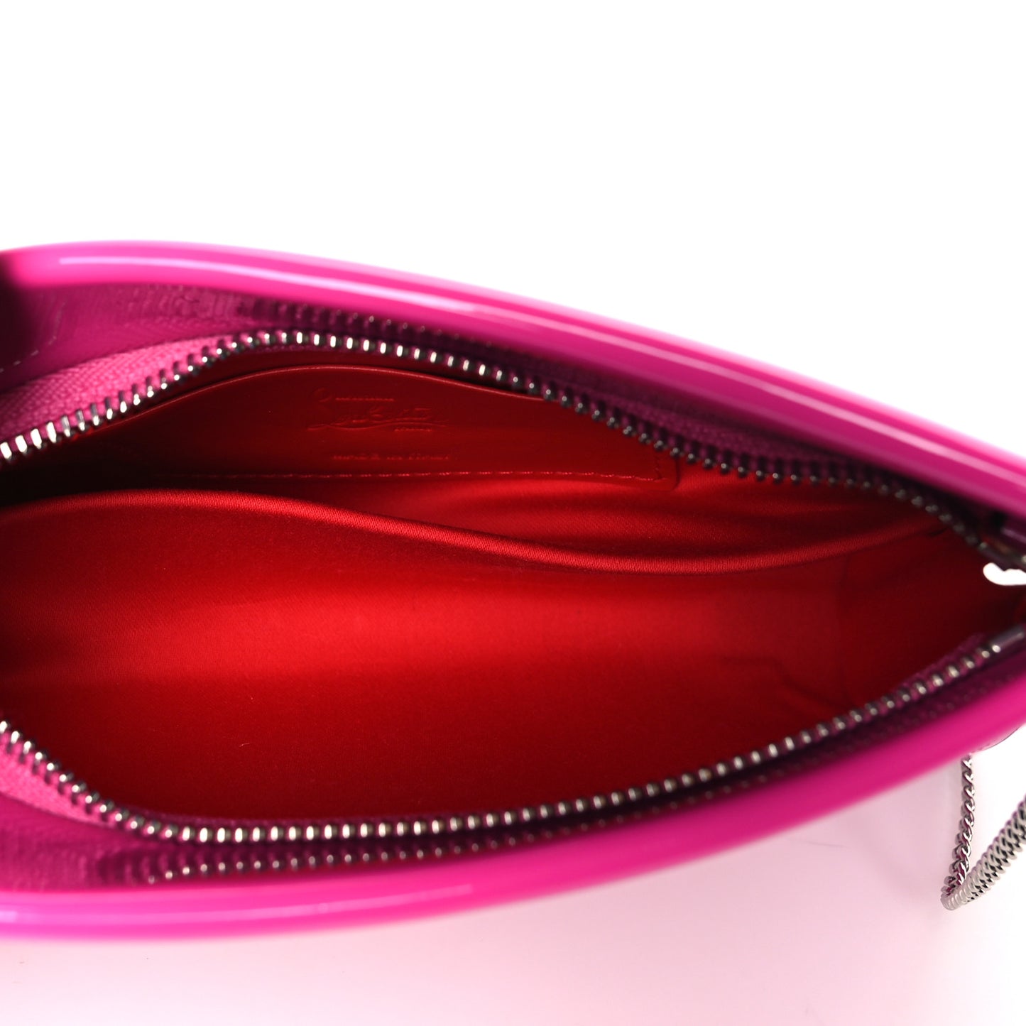 Patent Small Loubi Twist Zip Chain Clutch Bag Bolerose