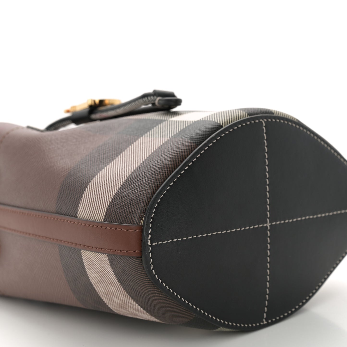 Giant Check Calfskin TB Bucket Bag Dark Birch