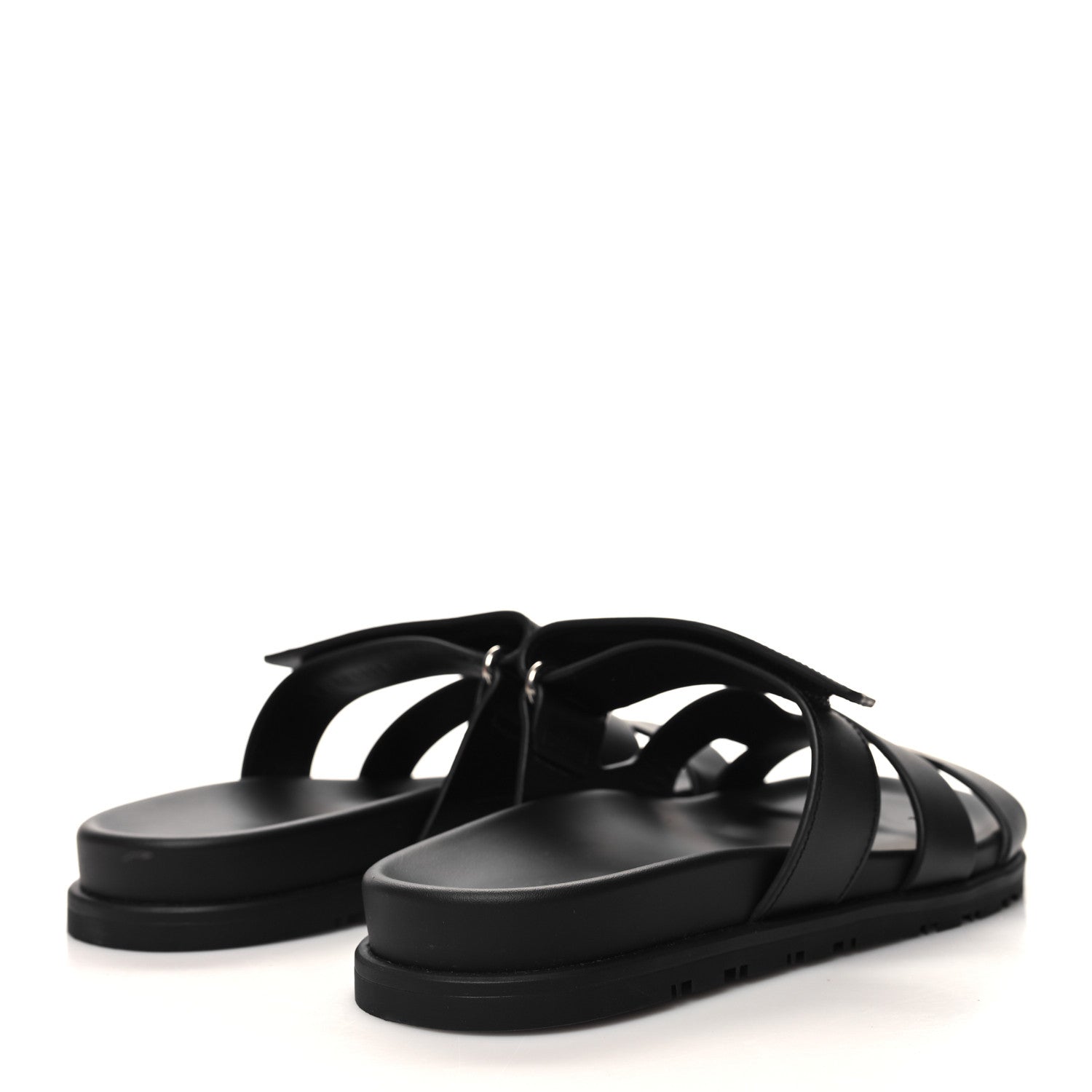 Hermes Calfskin Womens Chypre Sandals 37.5 Black 4 of 9
