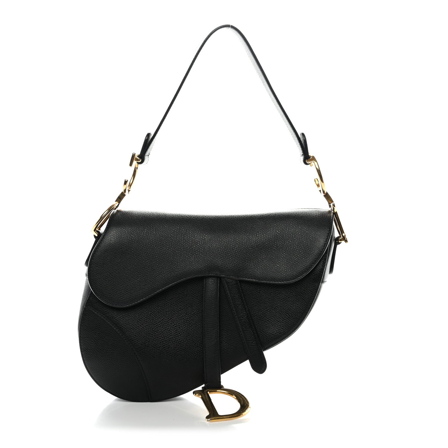 Christian Dior Grained Calfskin Saddle Bag Black 1816336