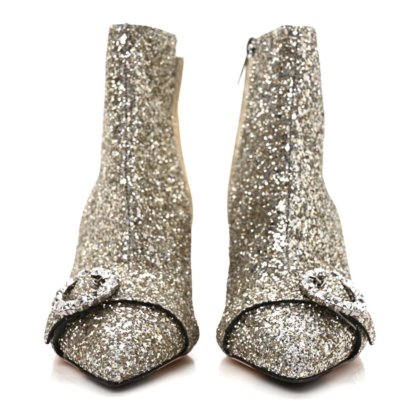 Shadow Coarse Glitter Crystal Hanover 65mm Booties 37.5 Chai
