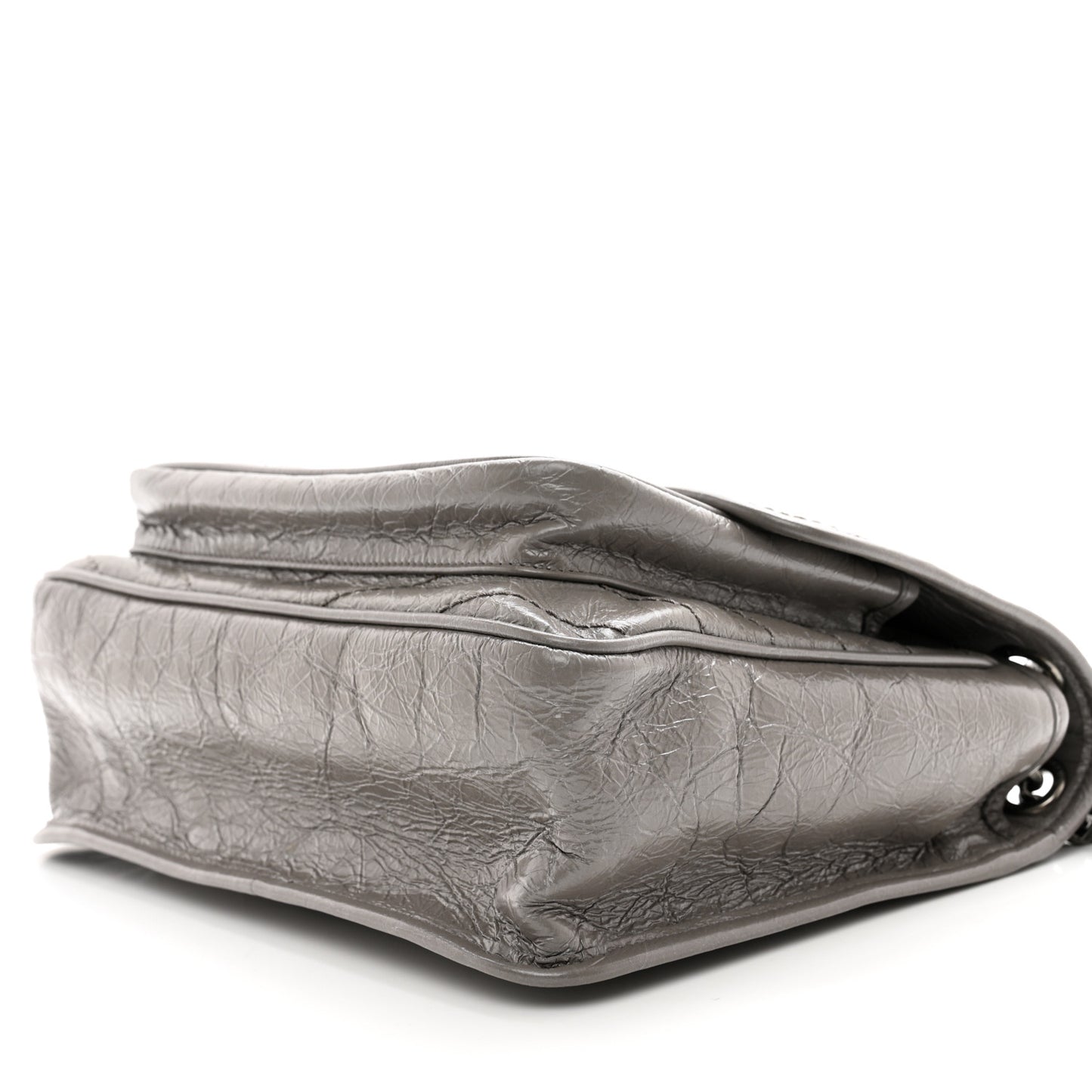 Crinkled Calfskin Matelasse Monogram Medium Niki Chain Satchel Fog
