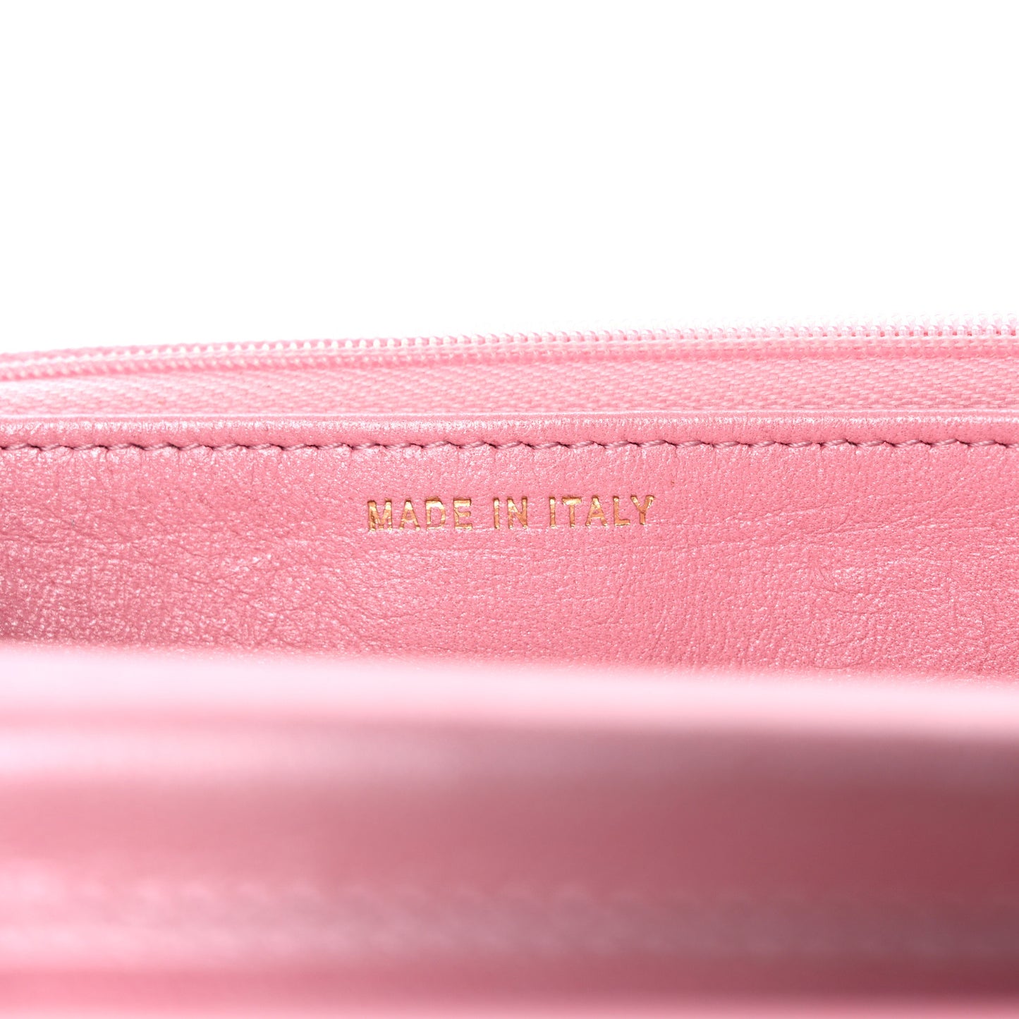 Cloudy Pearly Goatskin Quilted Wallet on Chain WOC Light Pink