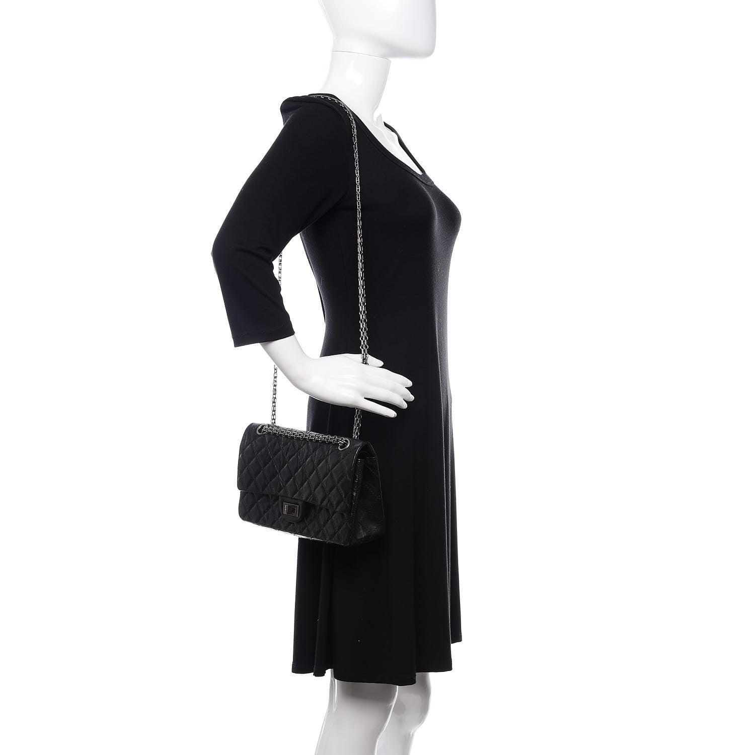 Chanel Aged Calfskin Quilted 2.55 Reissue 225 Flap Black 2 of 10