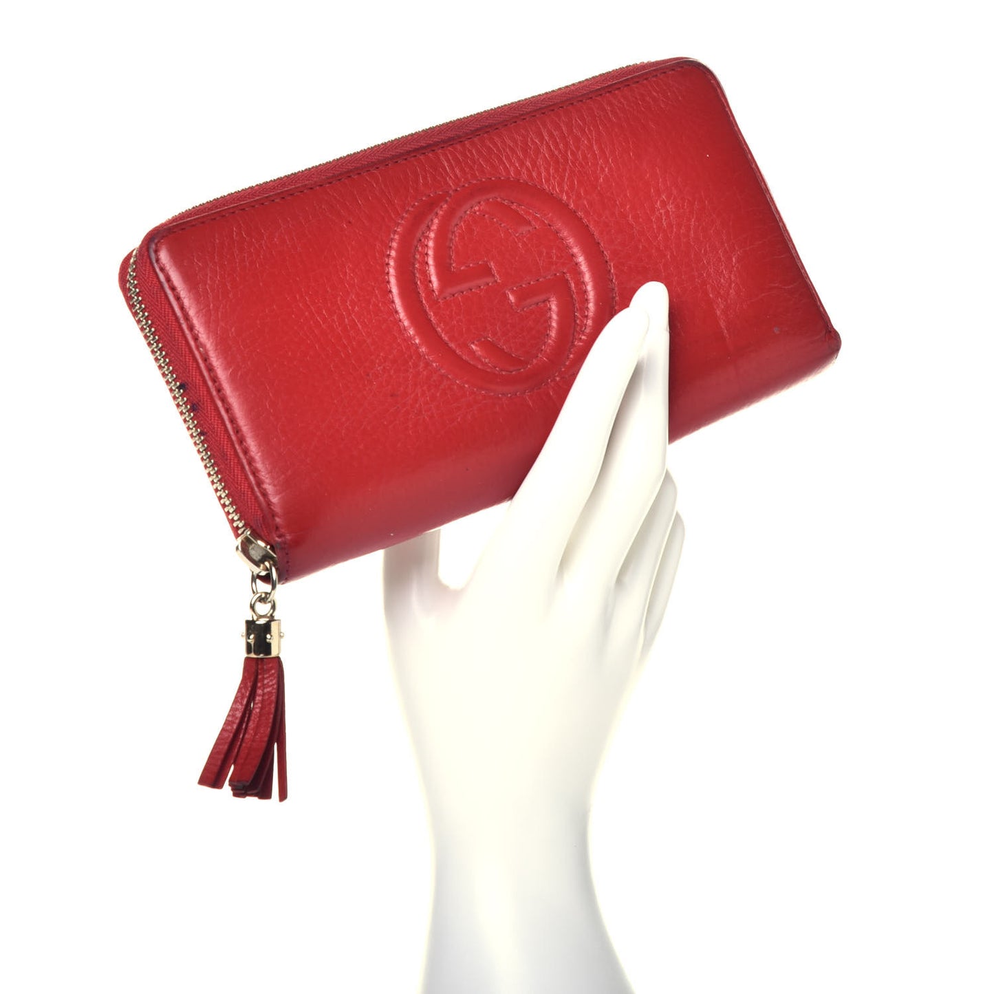 Pebbled Calfskin Soho Zip Around Wallet Red
