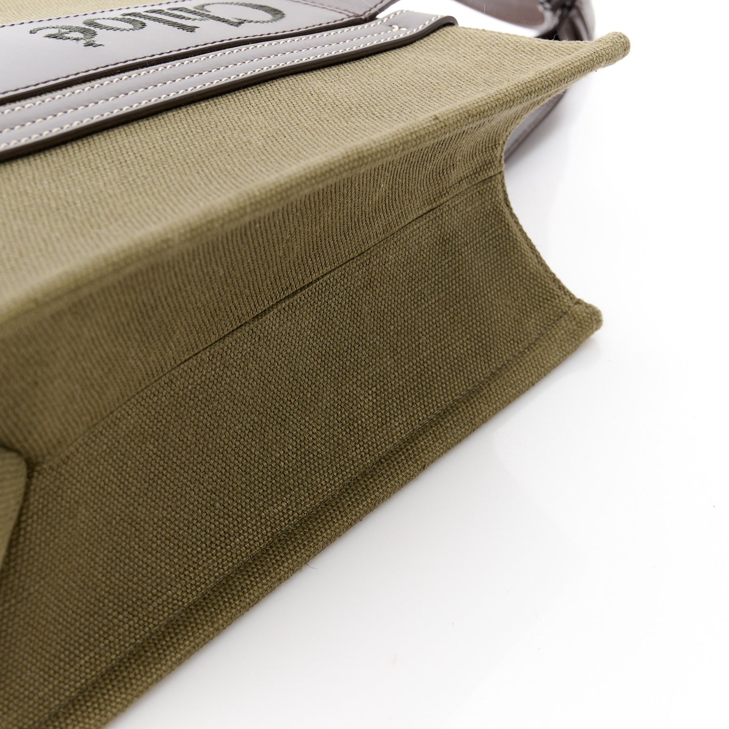 Linen Calfskin Medium Woody Tote Warm Green