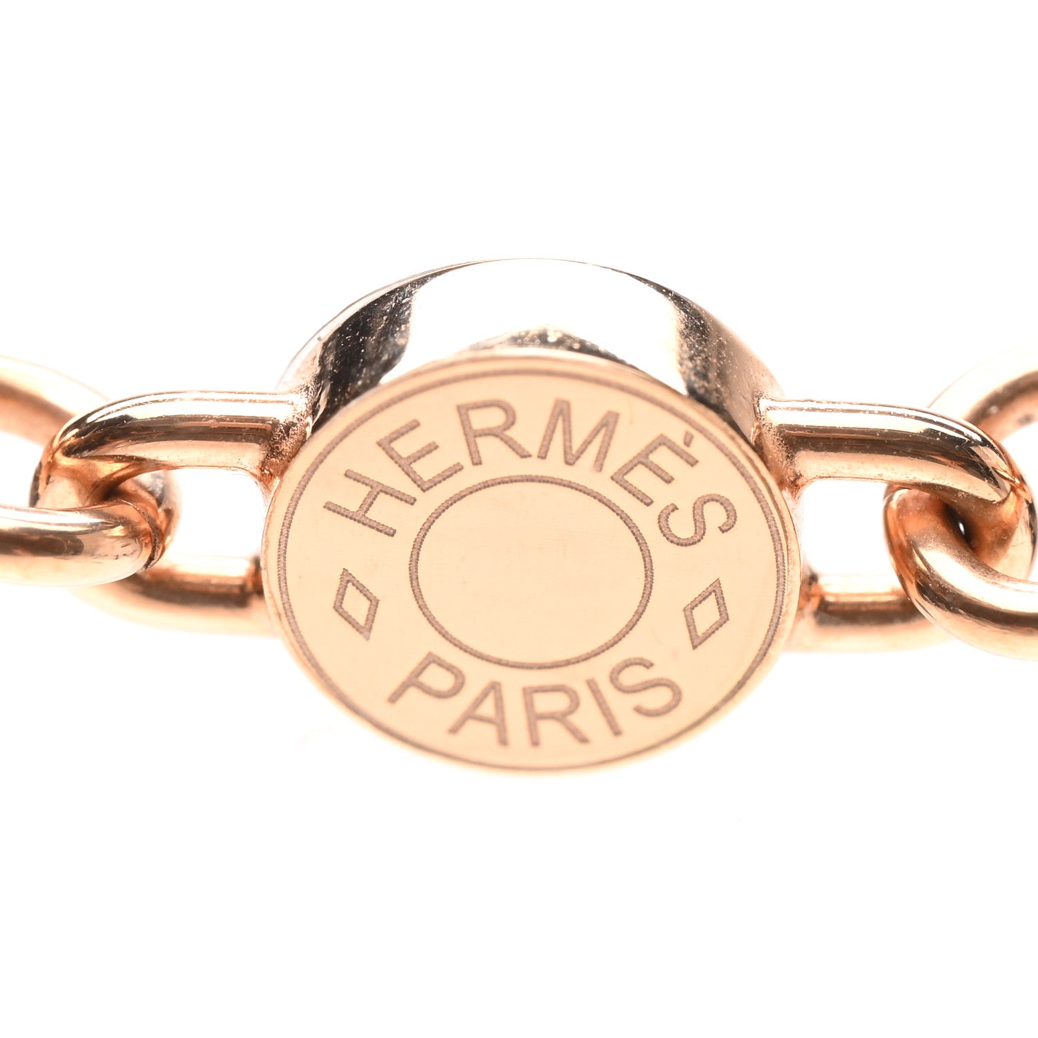 Hermes Swift Rose Gold Charniere Pendant Necklace Mauve Pale 4 of 6