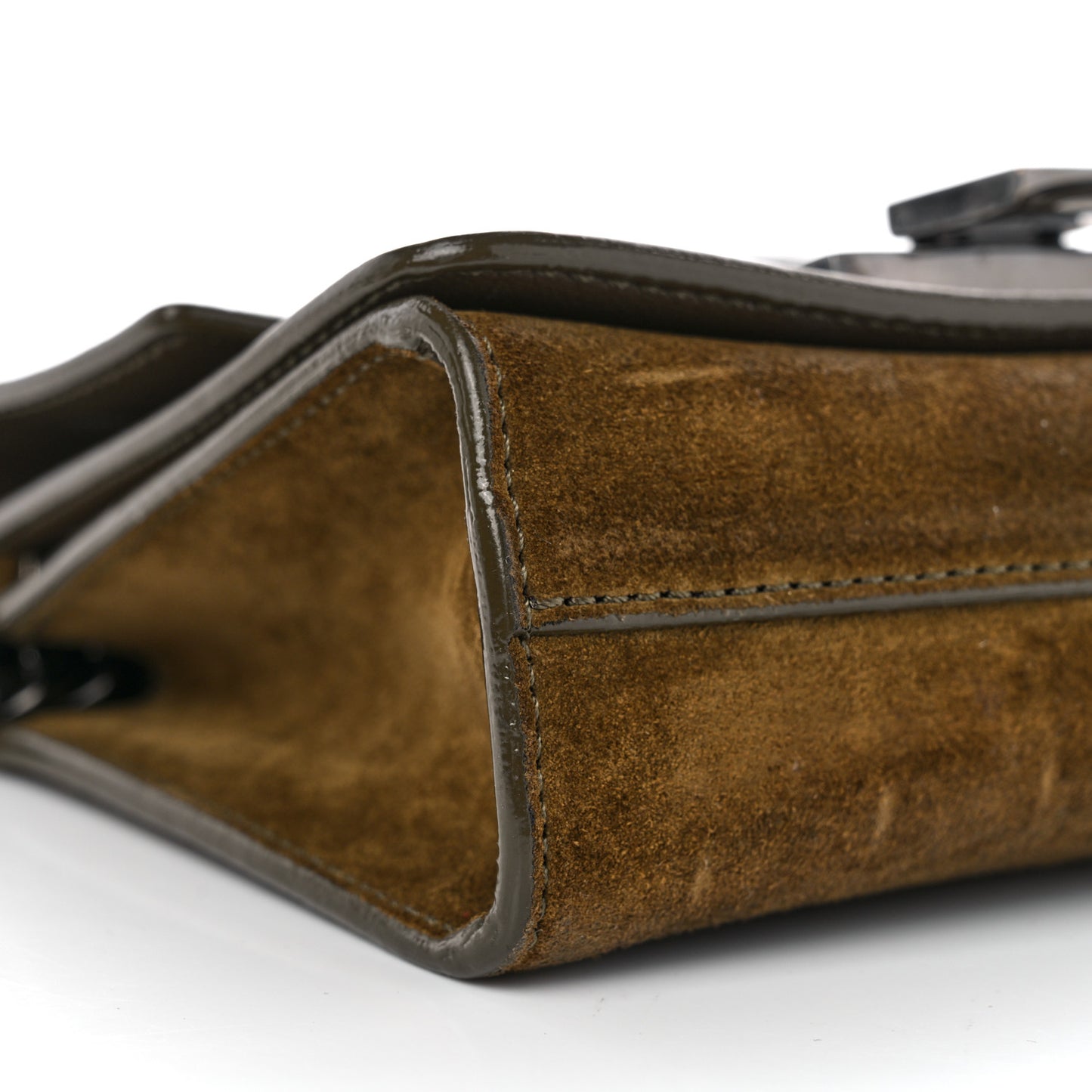 Suede Patent Mini Rebel Crossbody Brown