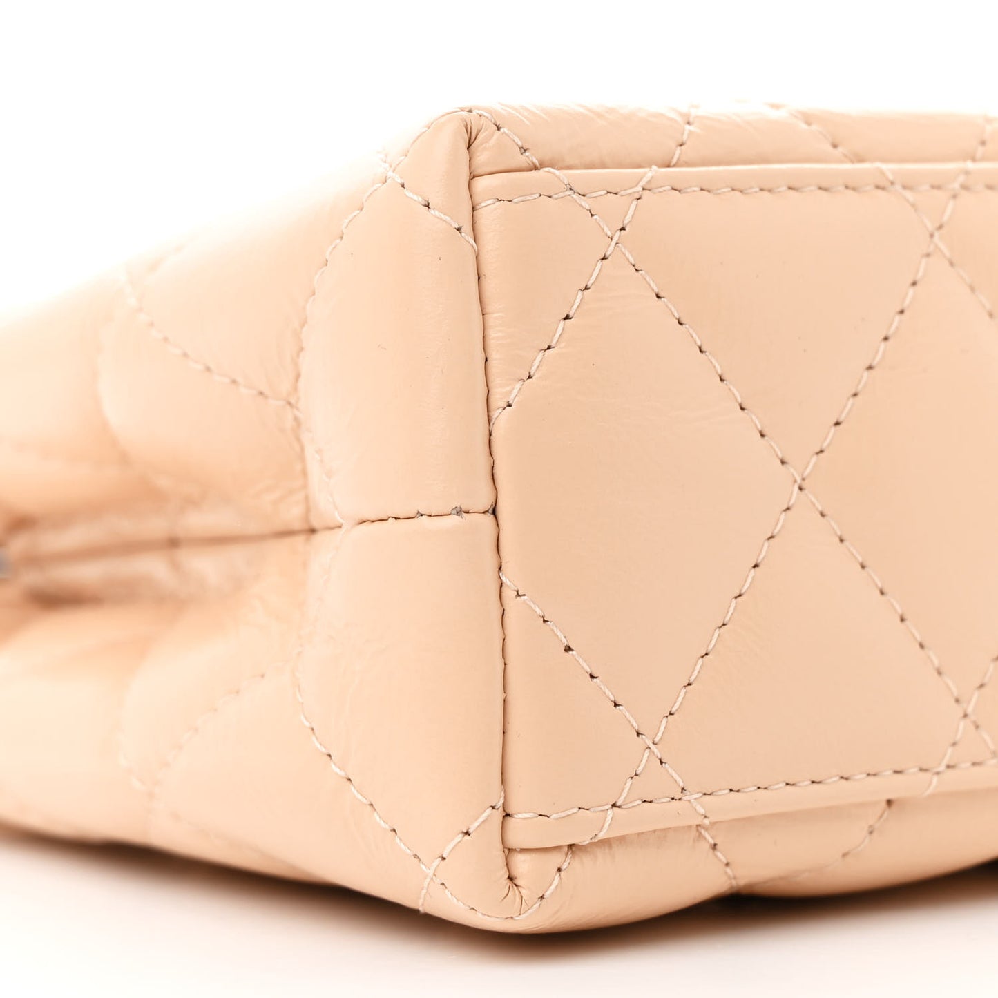 Shiny Aged Calfskin Quilted Nano Kelly Shopper Beige