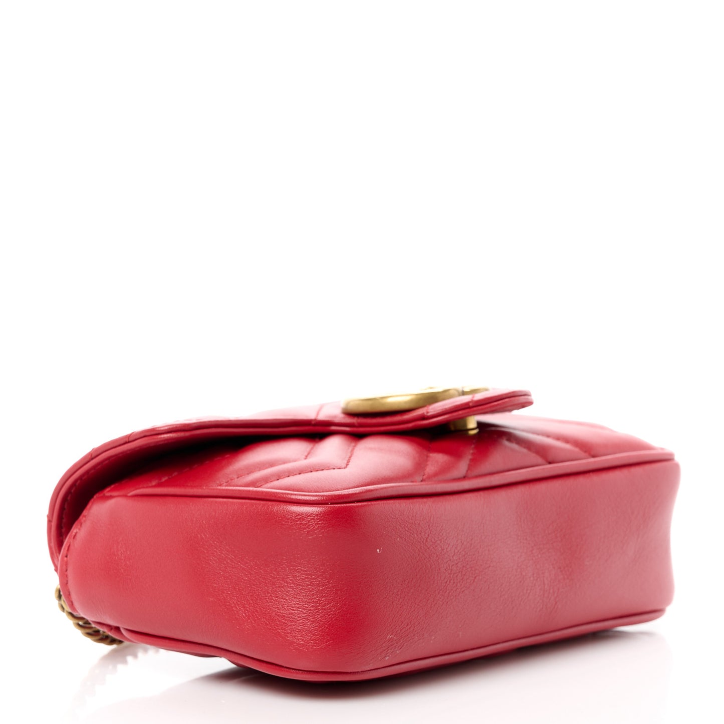 Calfskin Matelasse Super Mini GG Marmont Shoulder Bag Hibiscus Red