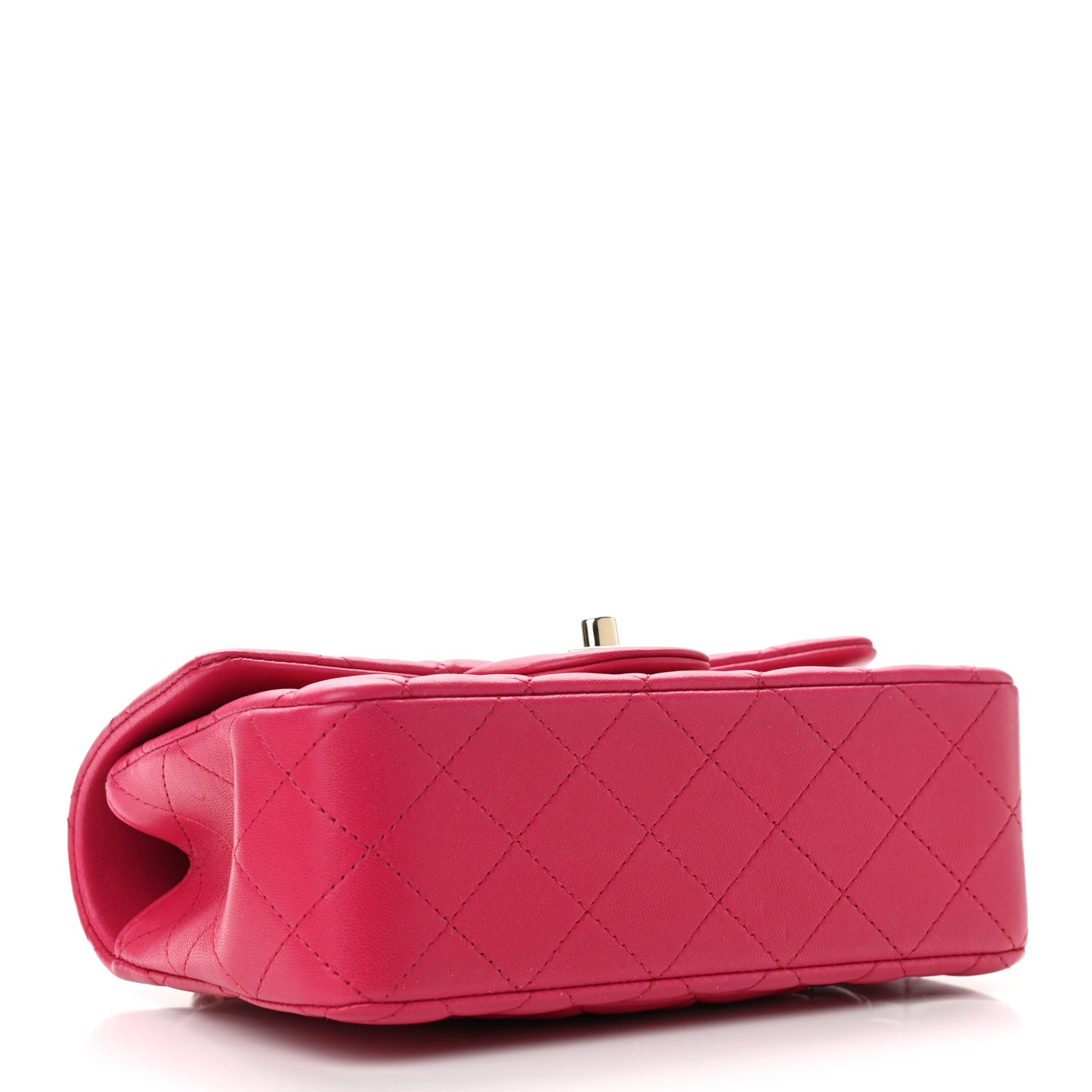 Lambskin Quilted Mini Top Handle Rectangular Flap Dark Pink