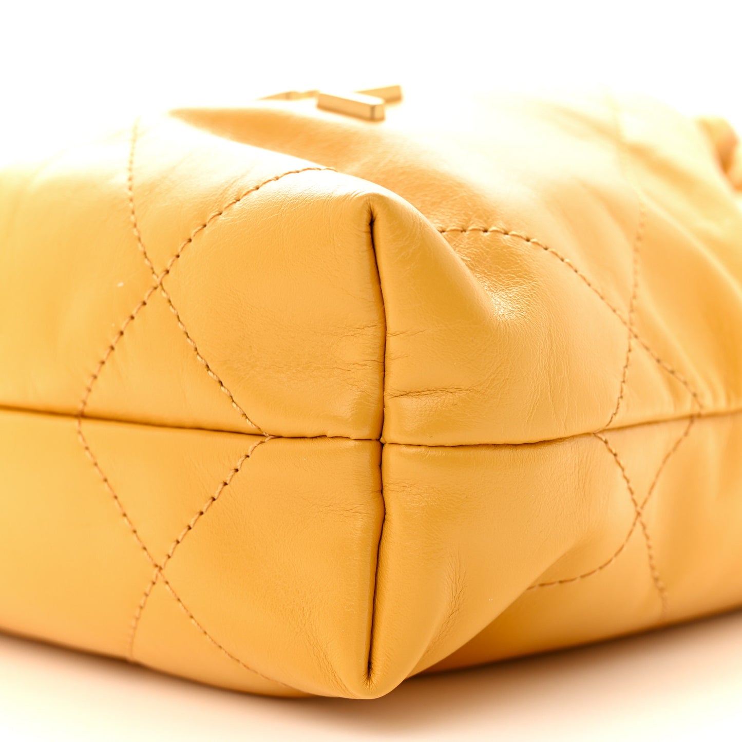 Shiny Calfskin Quilted Mini Chanel 22 Yellow