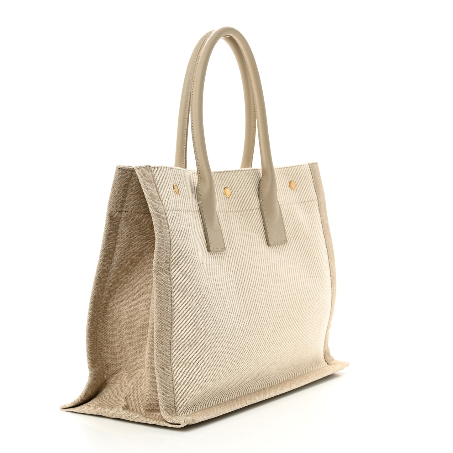 Linen Calfskin Small Rive Gauche Tote Beige Sea Salt