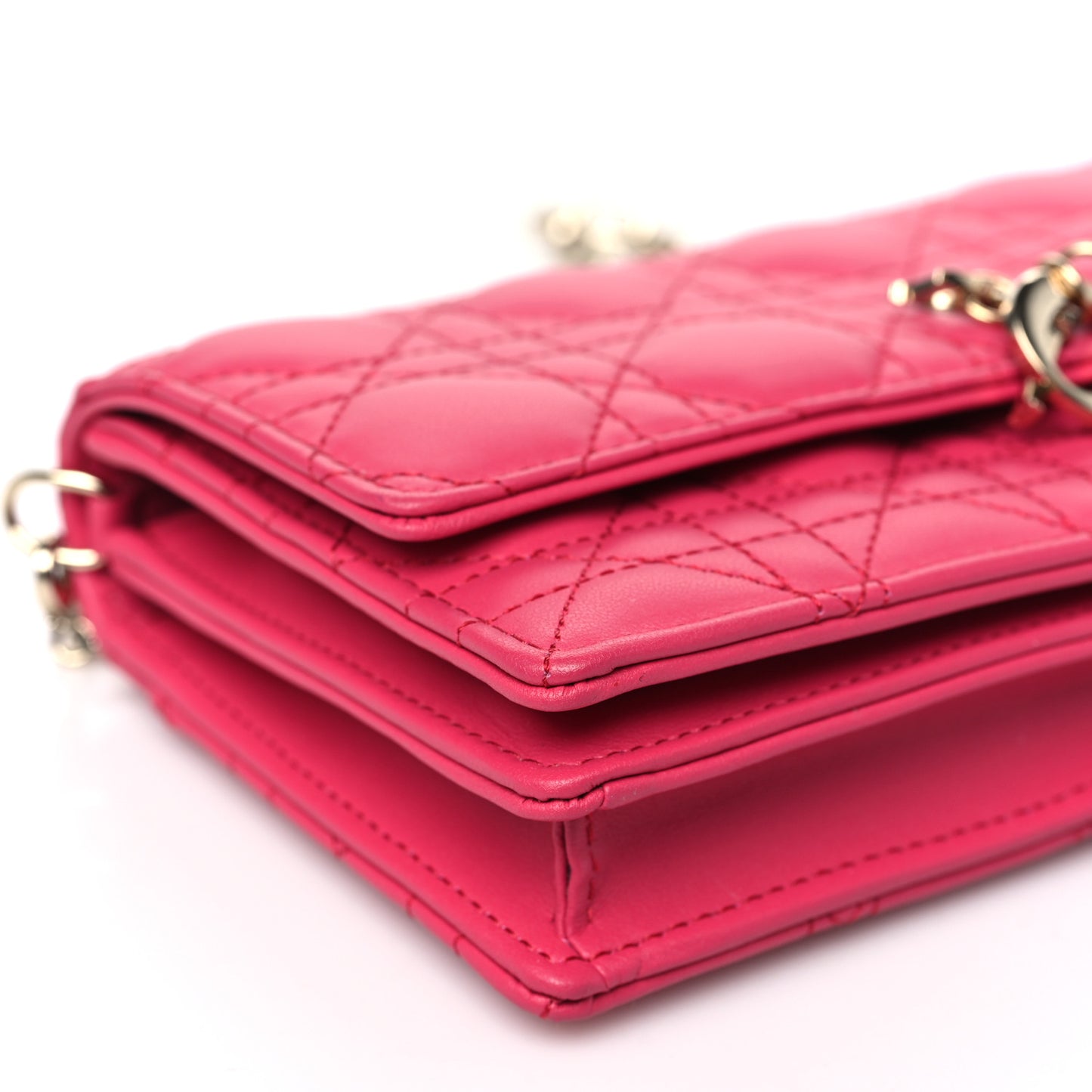 Lambskin Cannage Mini My Dior Top Handle Clutch Dark Pink