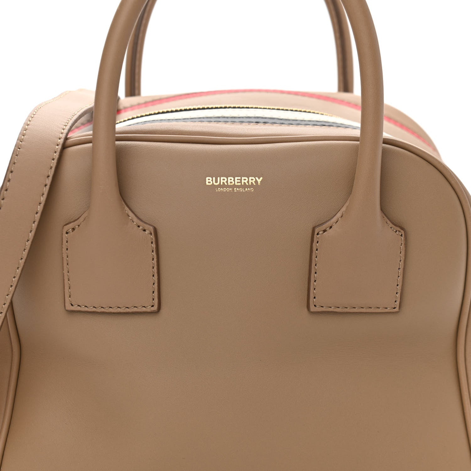 Burberry Smooth Calfskin Small Cube Bowling Bag Driftwood Bright Military Red 8 of 10
