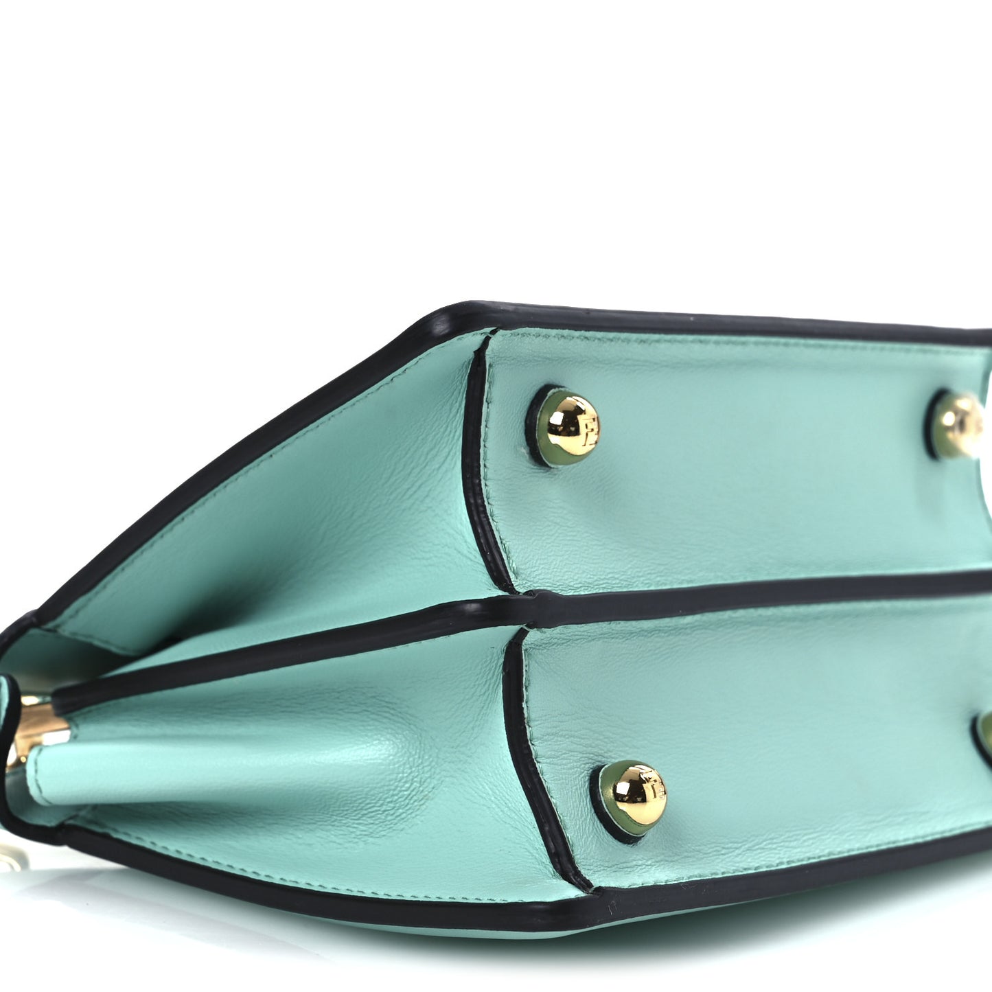 Shiny Nappa Petite Peekaboo I SEE U Satchel Spring Turquoise