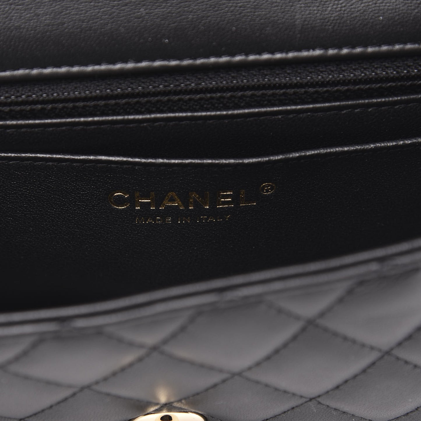 Lambskin Quilted Mini Rectangular Flap Black