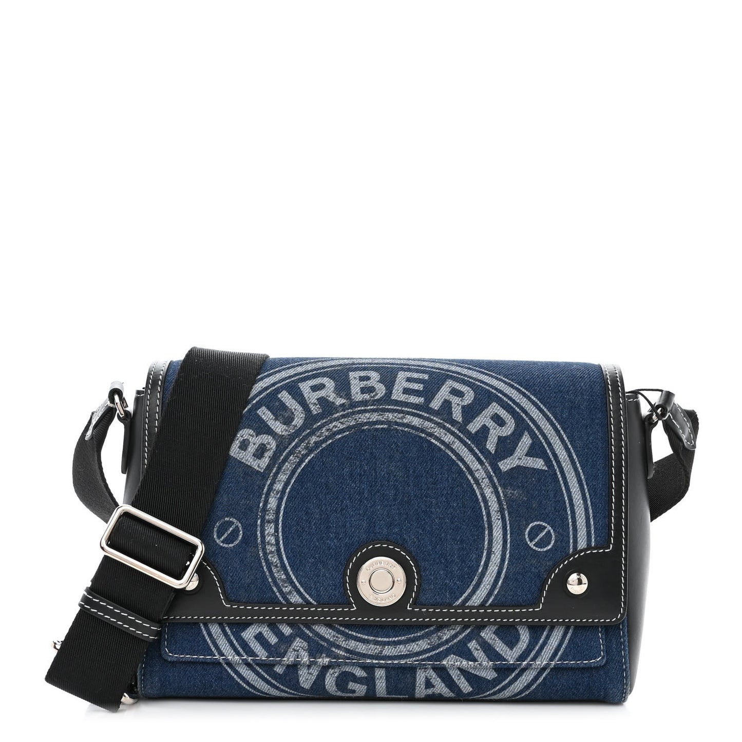 Denim Medium Print Note Crossbody Bag Blue