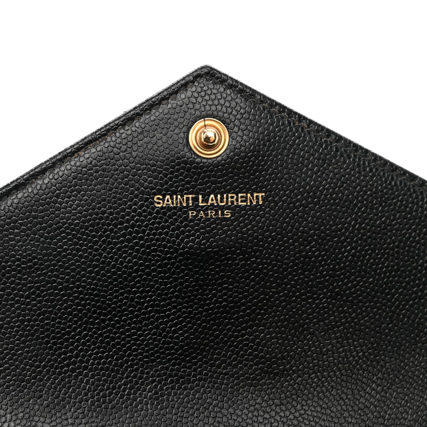 Grain De Poudre Matelasse Chevron Monogram Envelope Chain Wallet Black