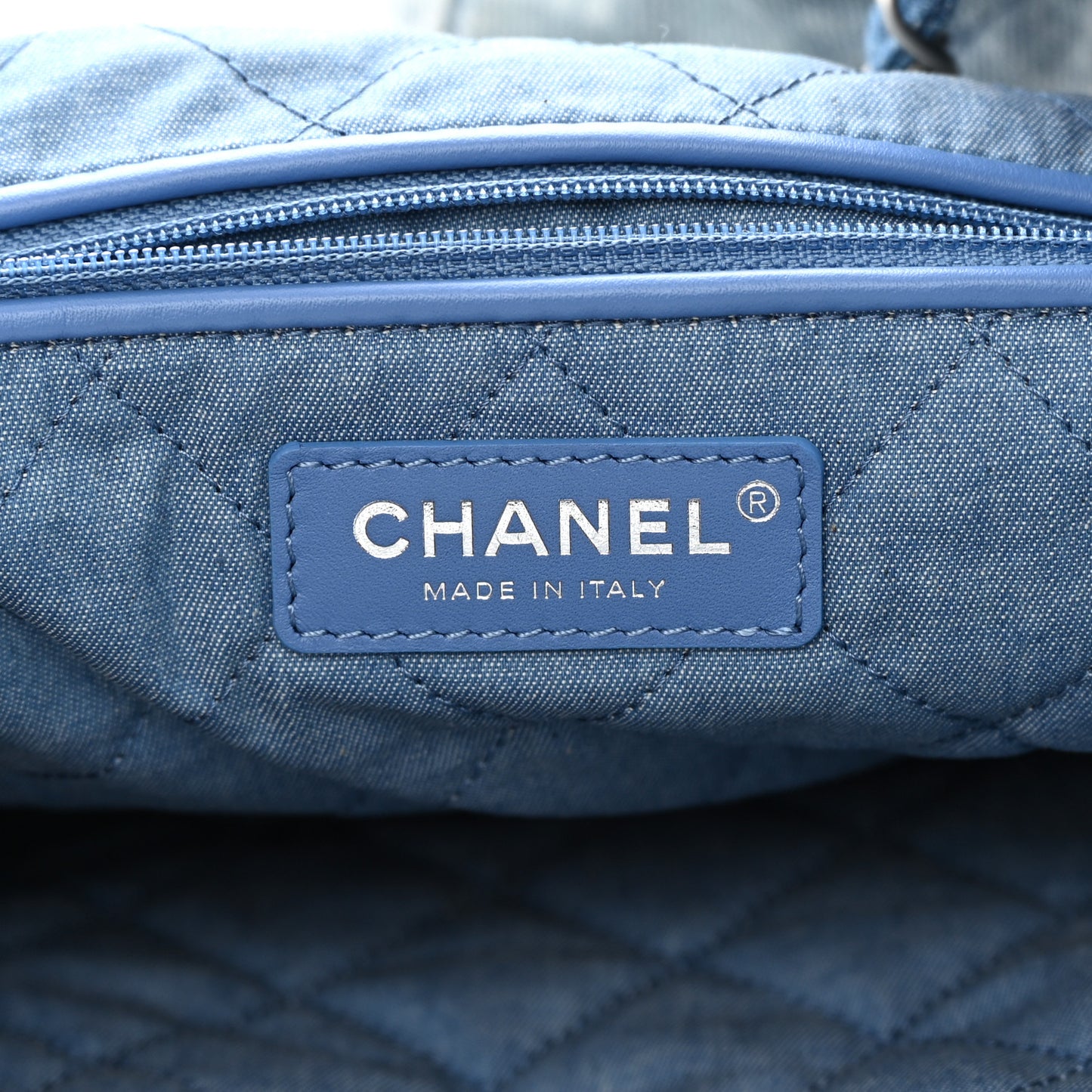 Denim Quilted Chanel 22 Blue